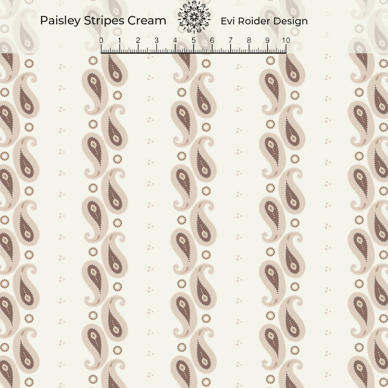 Bio Stoff  - Paisley Stripes Cream - EviRoider, creme, Ornamente, Streifen