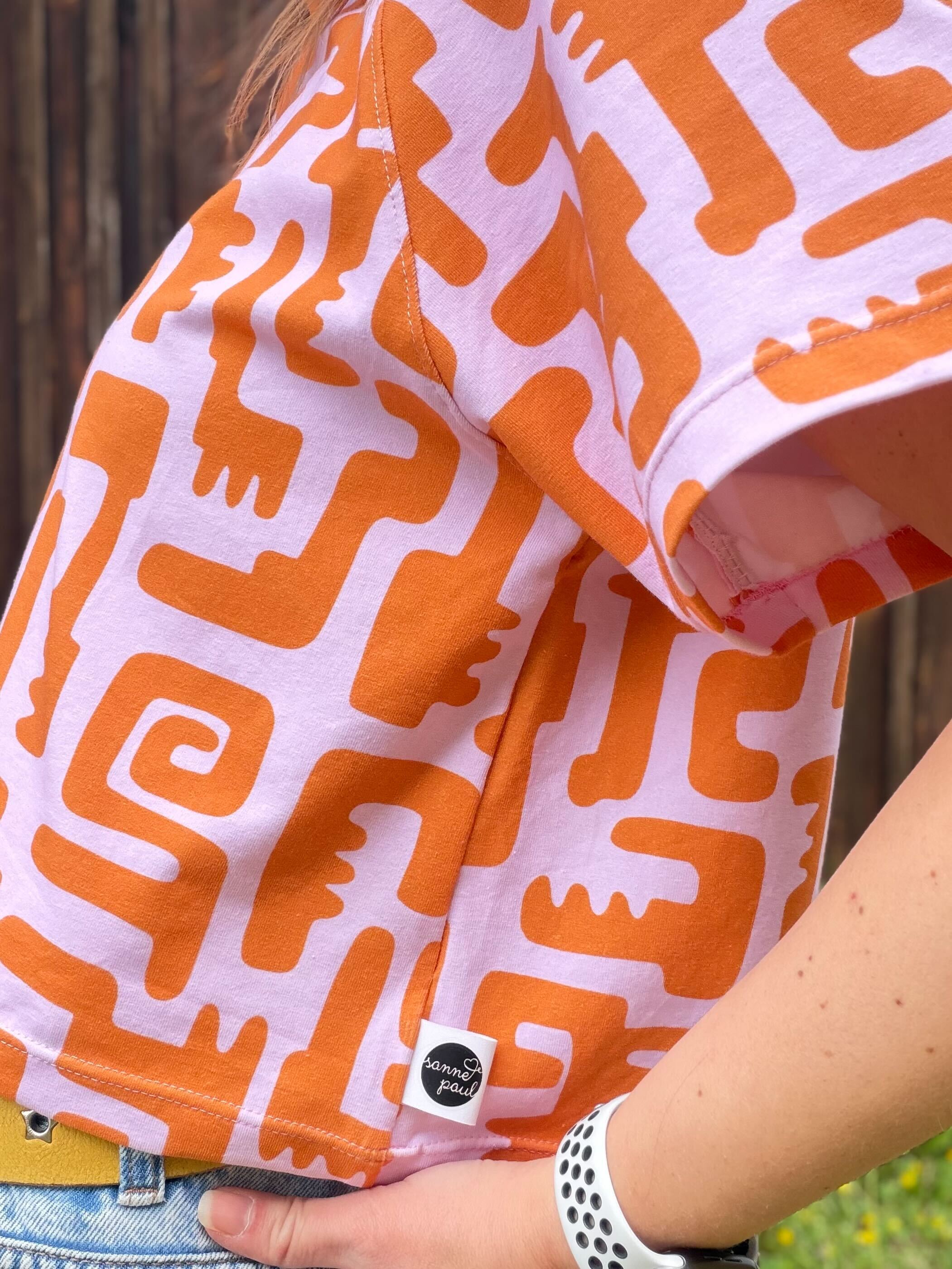 Bio Stoff - Groovy Shapes Crocodile Vibes big, pink, orange 