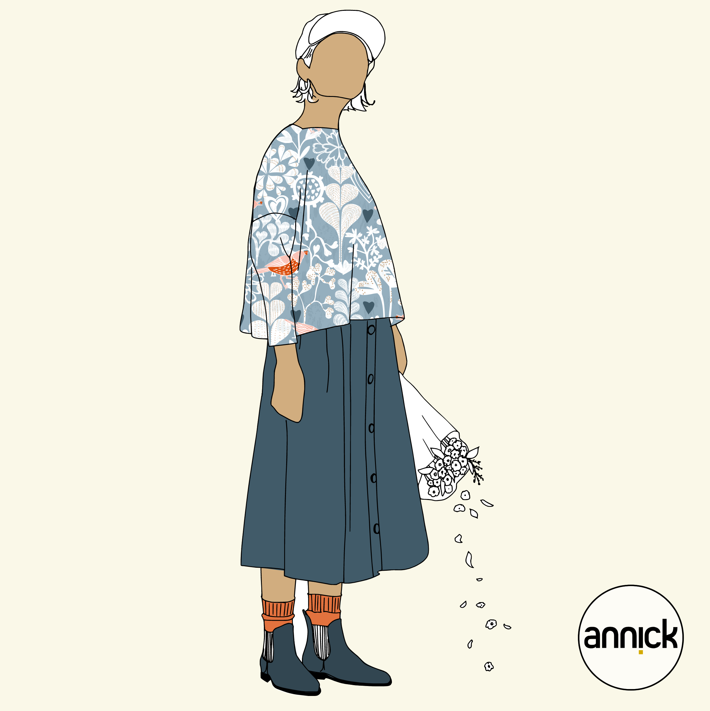 Bio Jersey Stoff - Love is all around - Annick, Tiere, weiß, blau, Blätter & Ranken, Floral & Blumen, Breite 150 cm Bio Jersey Stoff - Love is all around - Annick, Tiere, weiß, blau, Blätter & Ranken, Floral & Blumen, Breite 150 cm