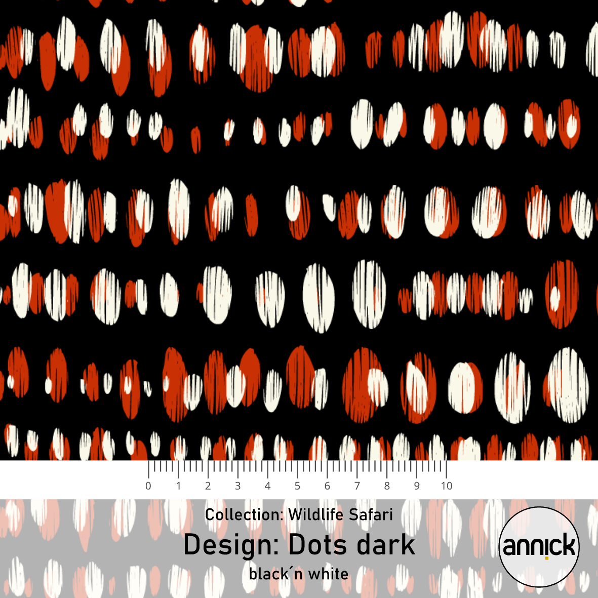 Bio Stoff  -  Wildlife Safari Dots Dark Black n White  - Annick, schwarz, Punkte