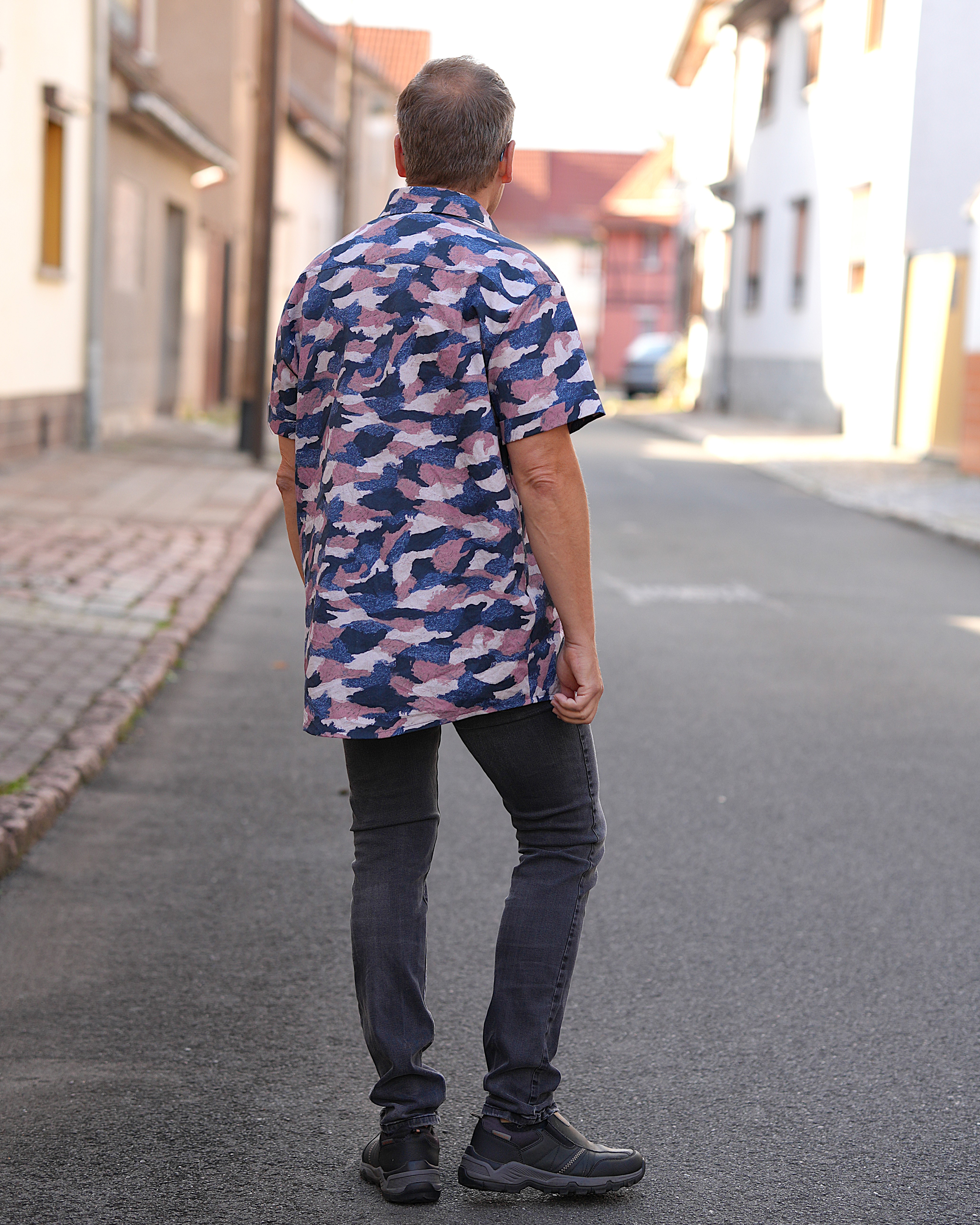 Bio Stoff  - Painted Camouflage blau