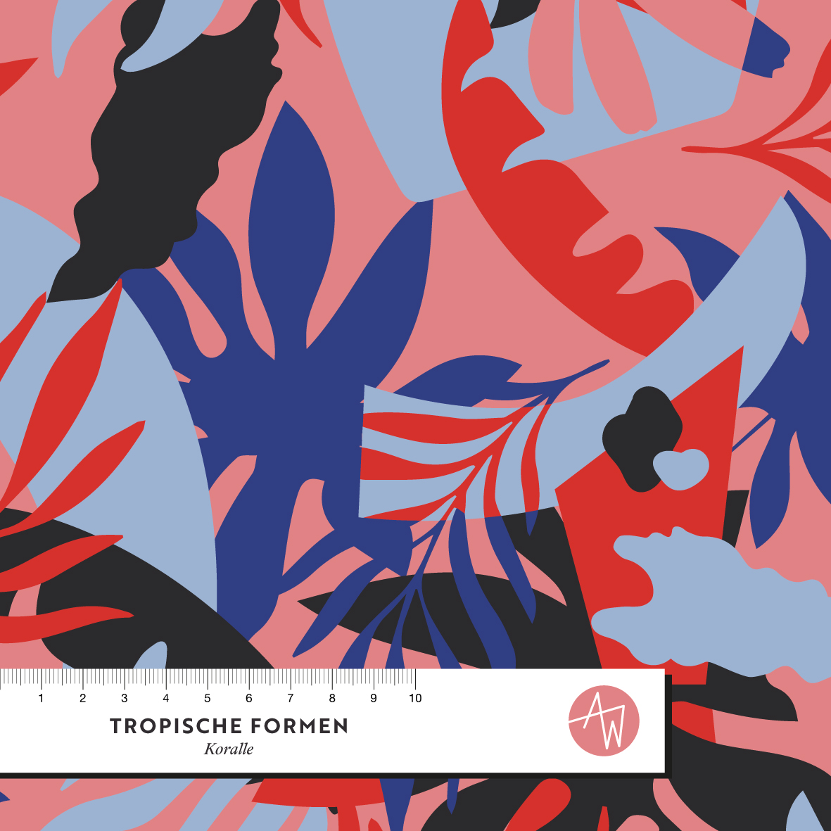 Bio Stoff - Tropical Shapes Coral by Alexandra Weise in colorful