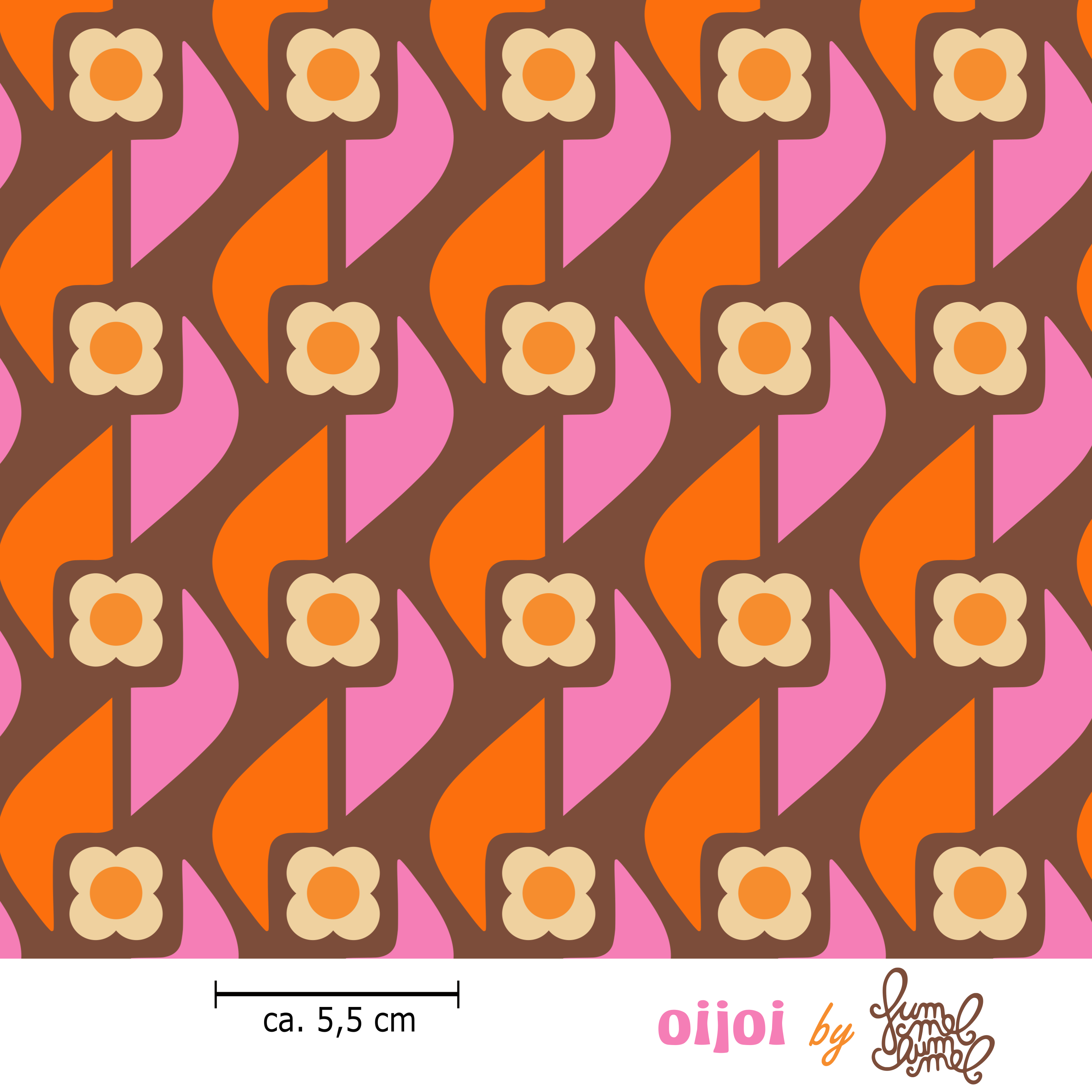 Bio Fabric - Oijoi Bonbon by Fummelhummel in orange, pink, brown