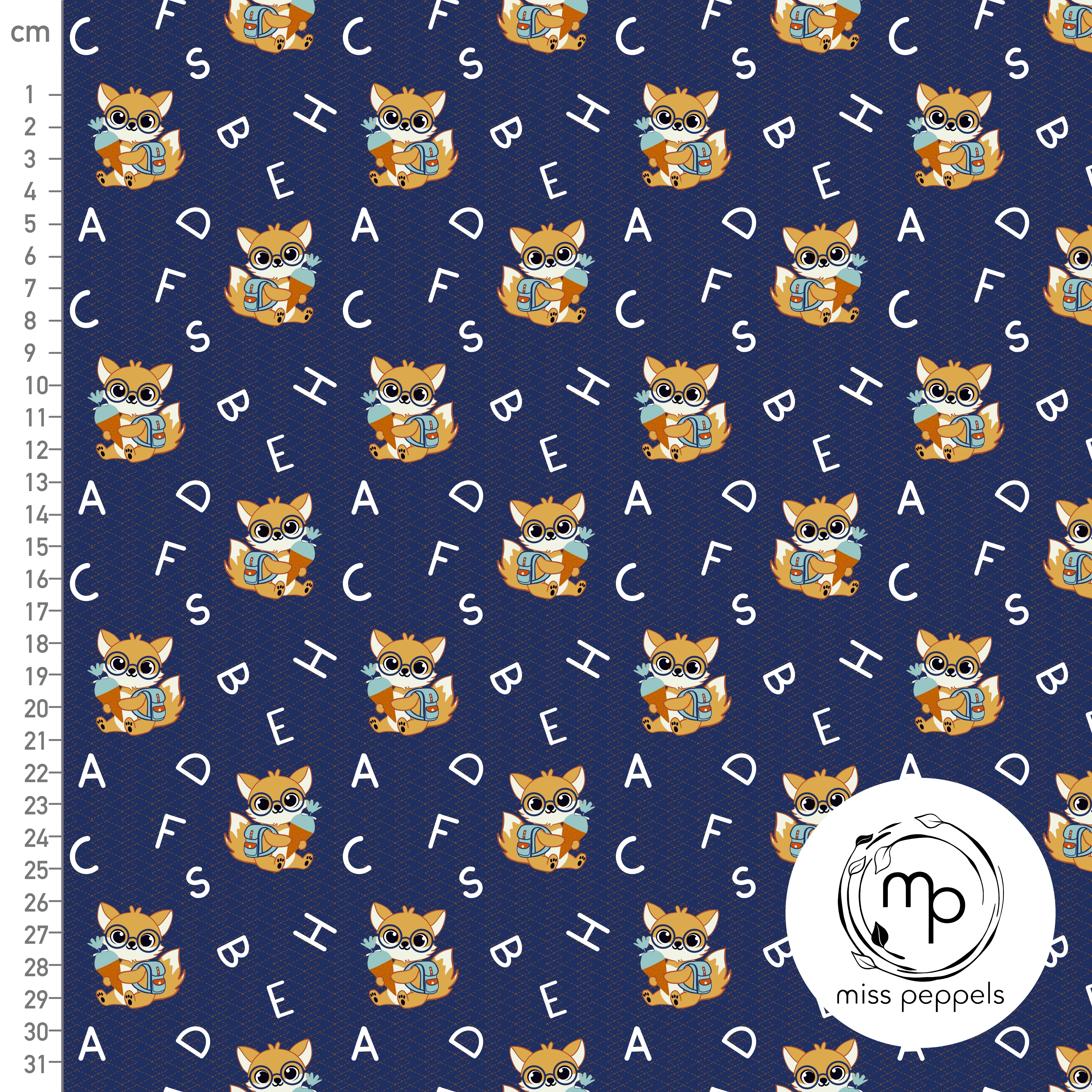 Bio Stoff - Buchstaben Fuchs Blau von misspeppels in blau