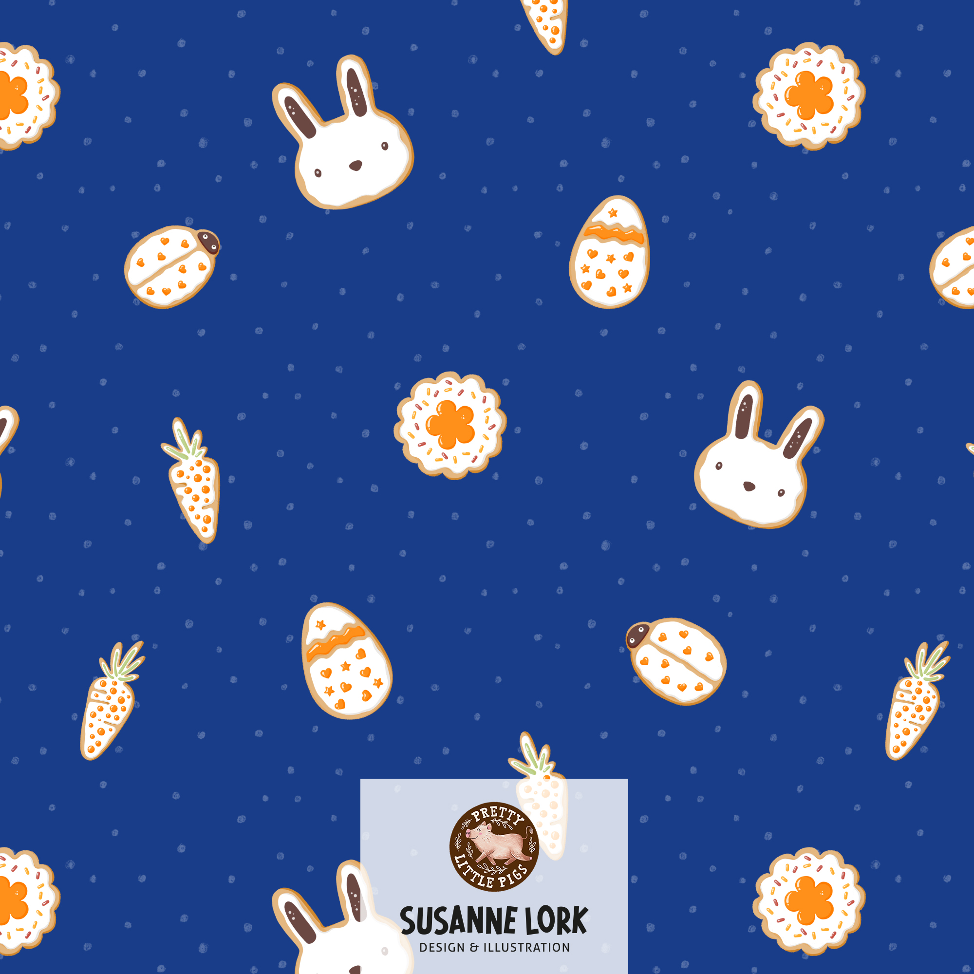 Bio Stoff  - Frühlingserwachen Osterkekse Blau - PrettyLittlePigs, blau, Ostern, Essen