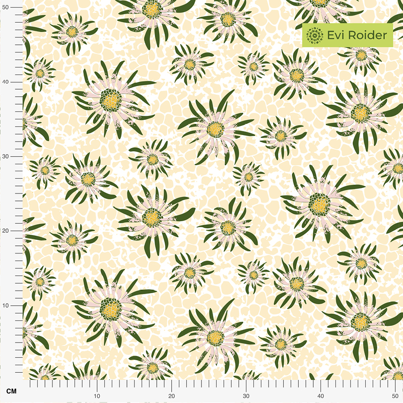 Bio Stoff  - Sternblumen grün, gelb