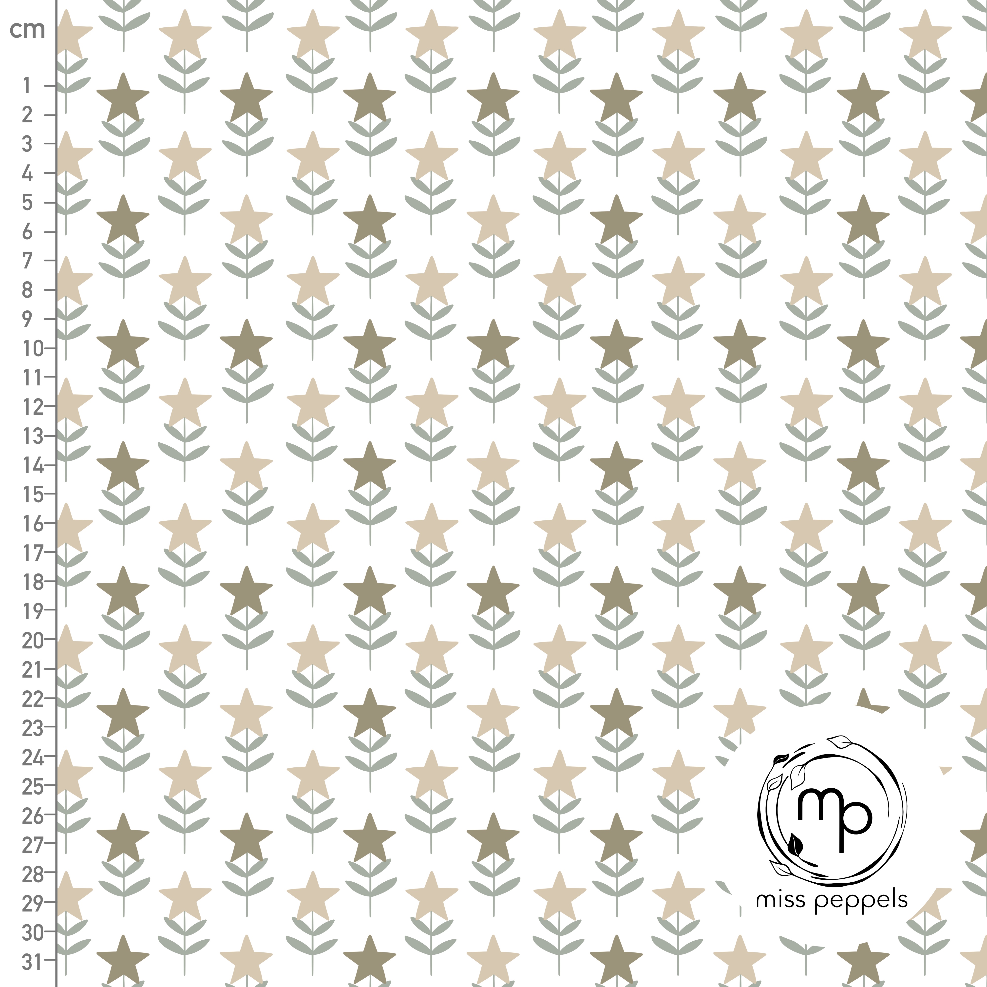 Bio Webware Stoff - Stern Blumen Beige - misspeppels, Floral & Blumen, weiß 100% Bio-Baumwolle Bio Webware Stoff - Stern Blumen Beige - misspeppels, Floral & Blumen, weiß 100% Bio-Baumwolle