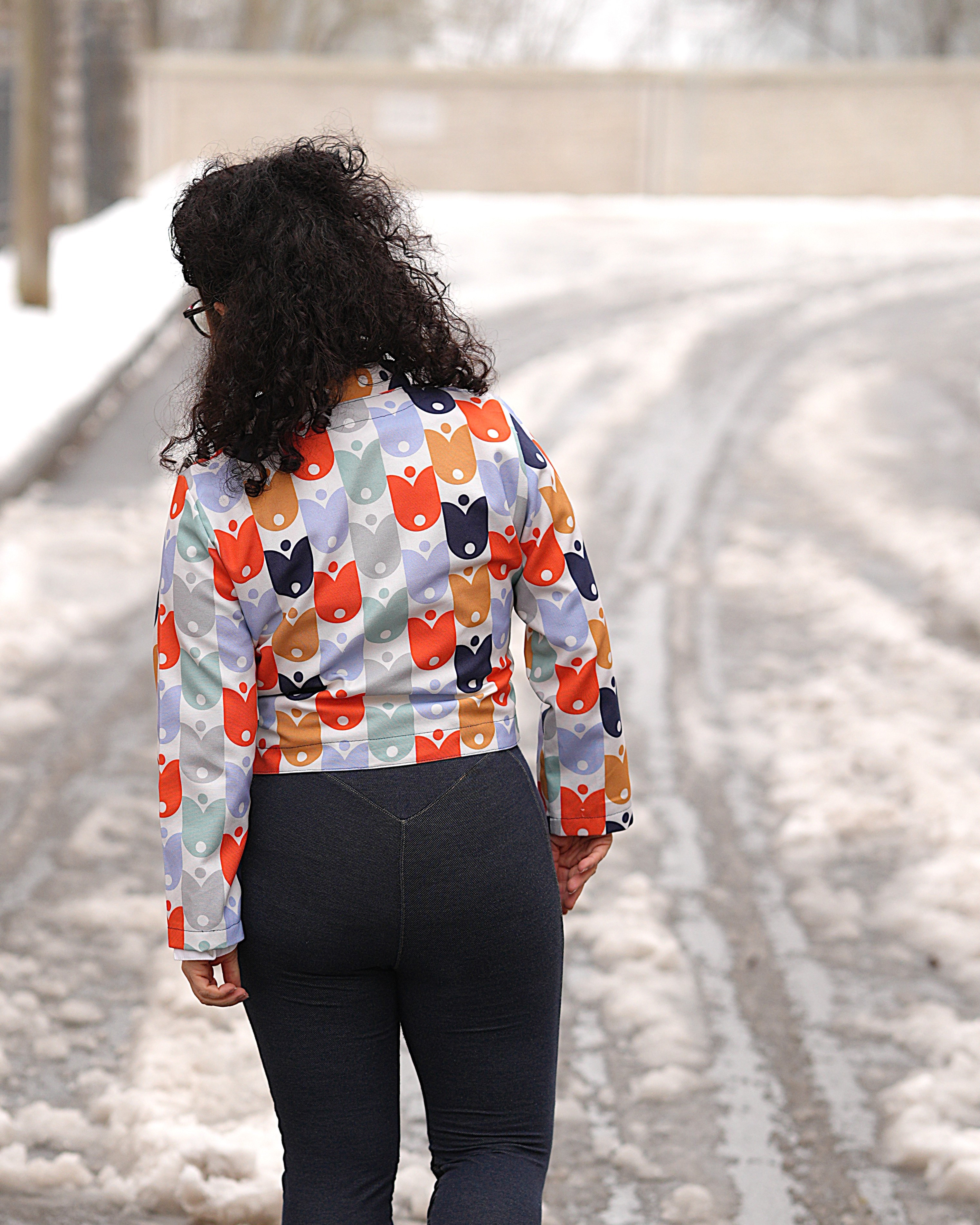 Bio Stoff - Geometric Evergreen Flowers grau