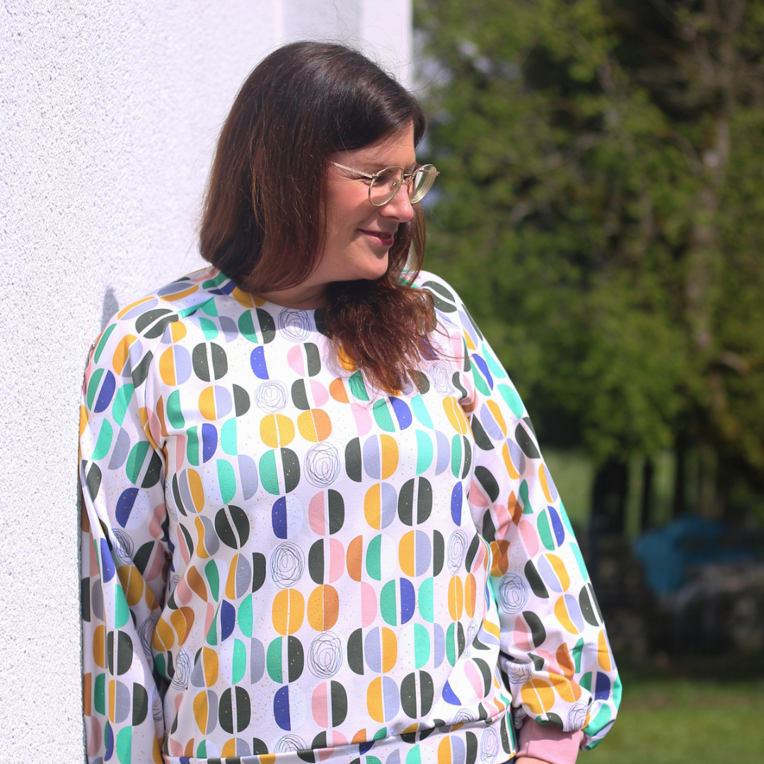Bio Webware Stoff  -  Mid Century Shapes  - Annick, bunt, 100% Bio-Baumwolle