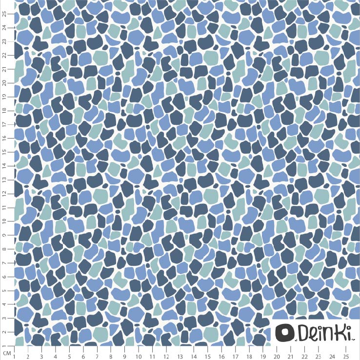 Bio Stoff  -  Giraffenflecken  - Deinki, Tierfellmuster, blau