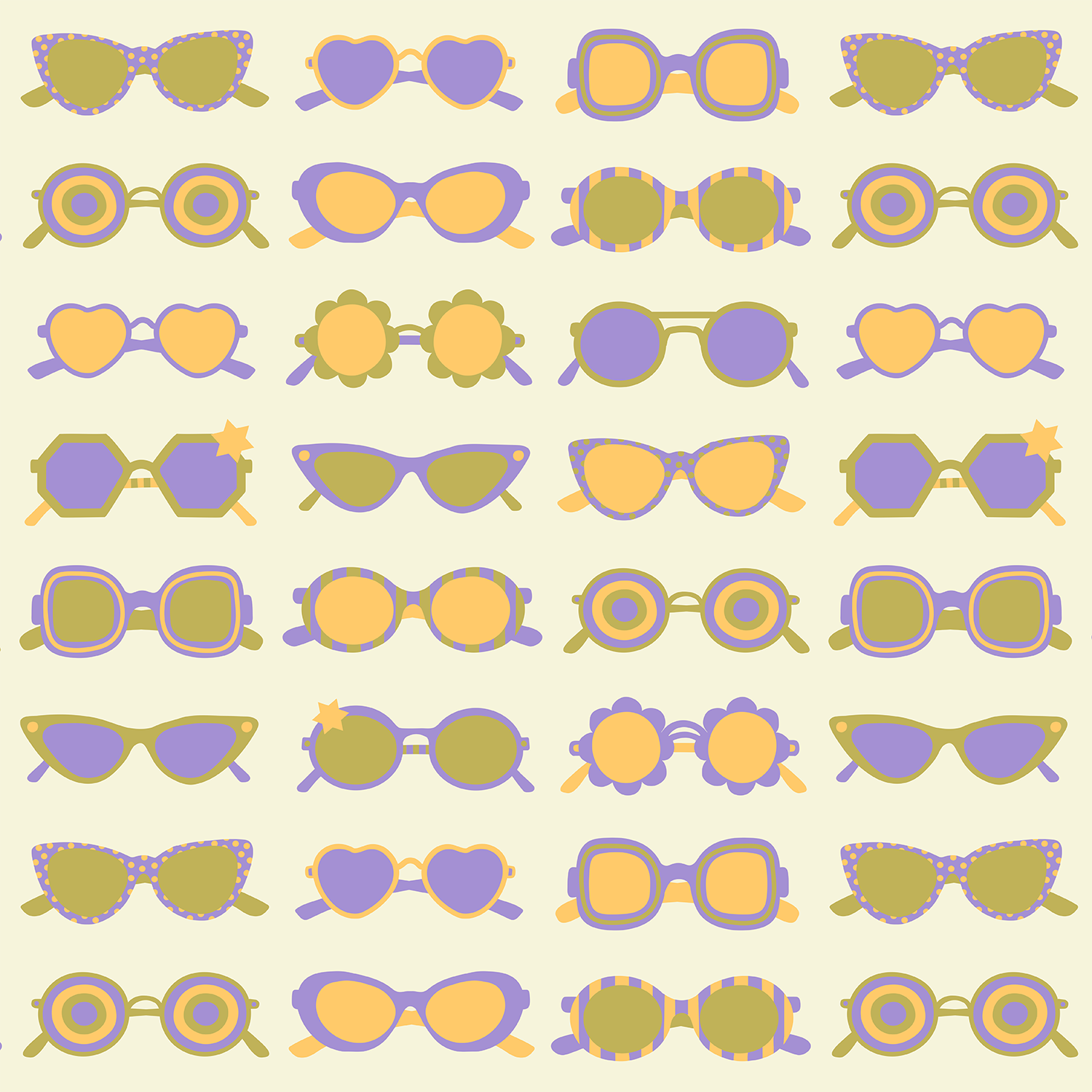 Organic fabric - Retro Sommerbrillen light yellow