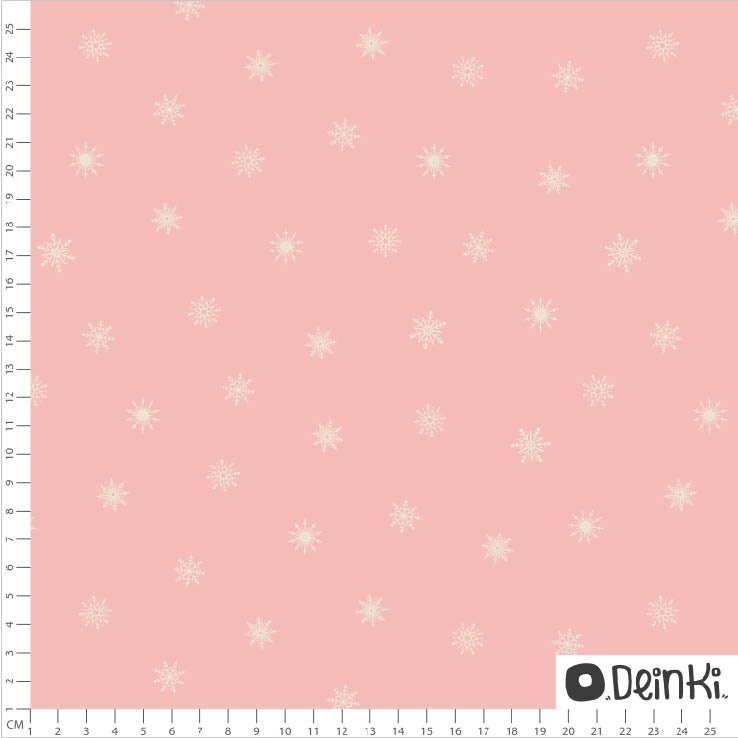 Bio Fabric - Snowflakes Pink by Deinki in pink