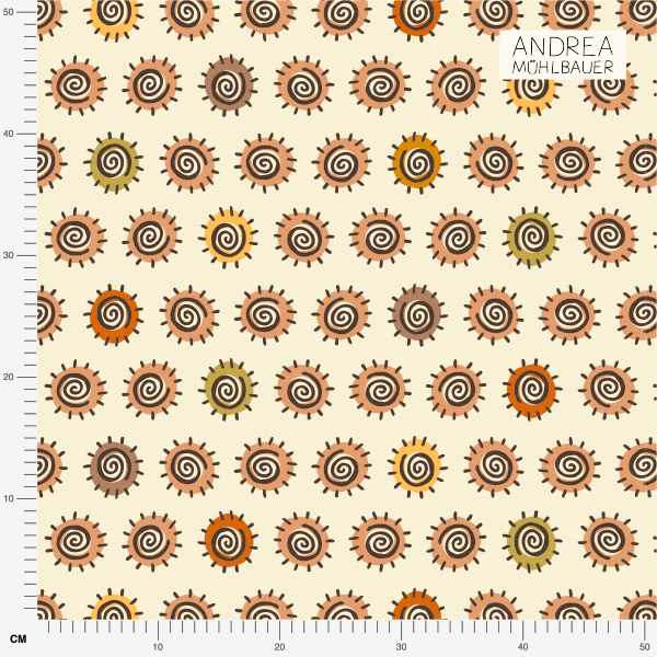 Bio Stoff  -  Blütenkreisel beige