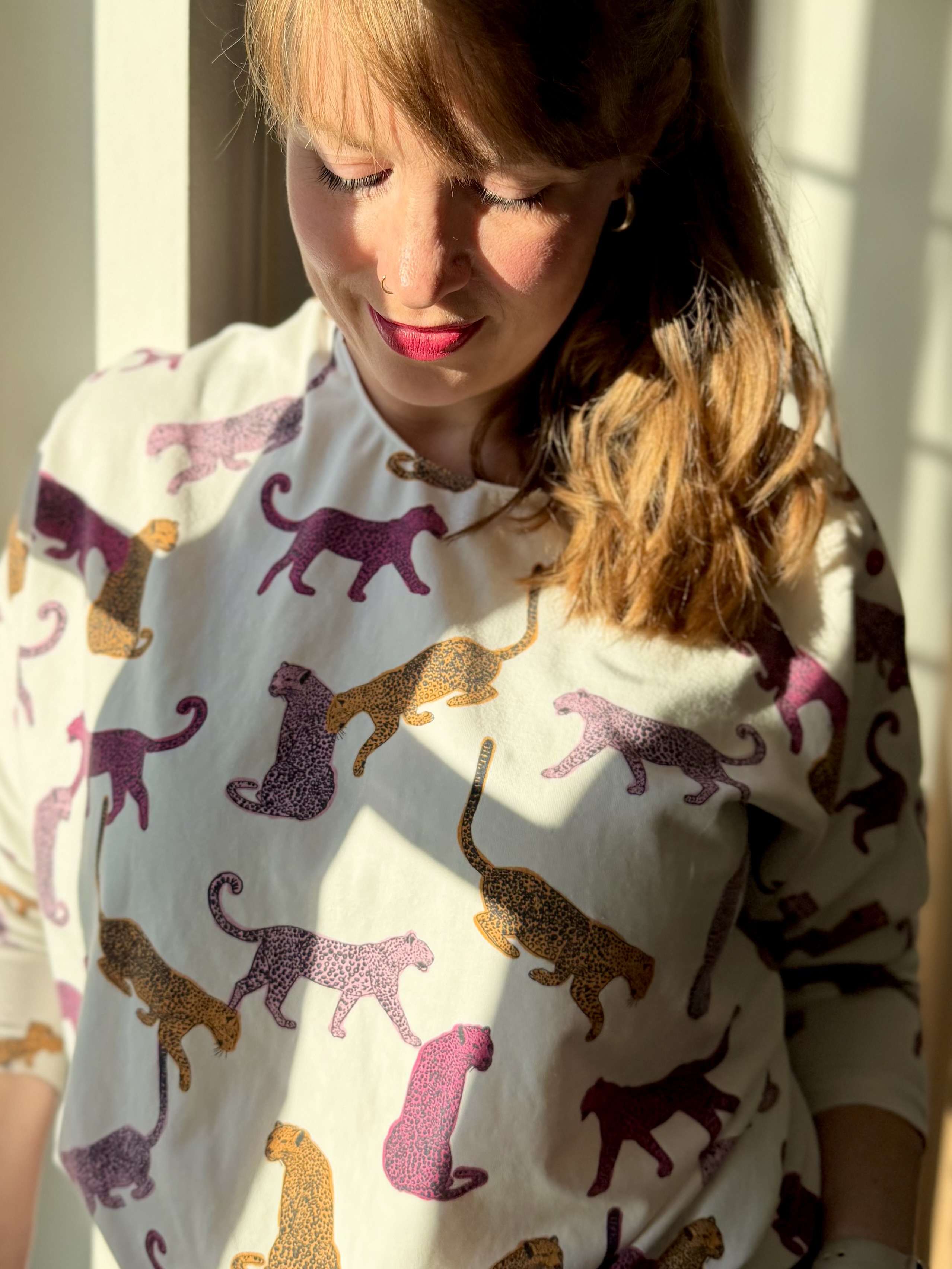 Bio Stoff - Leoparden pink, orange 