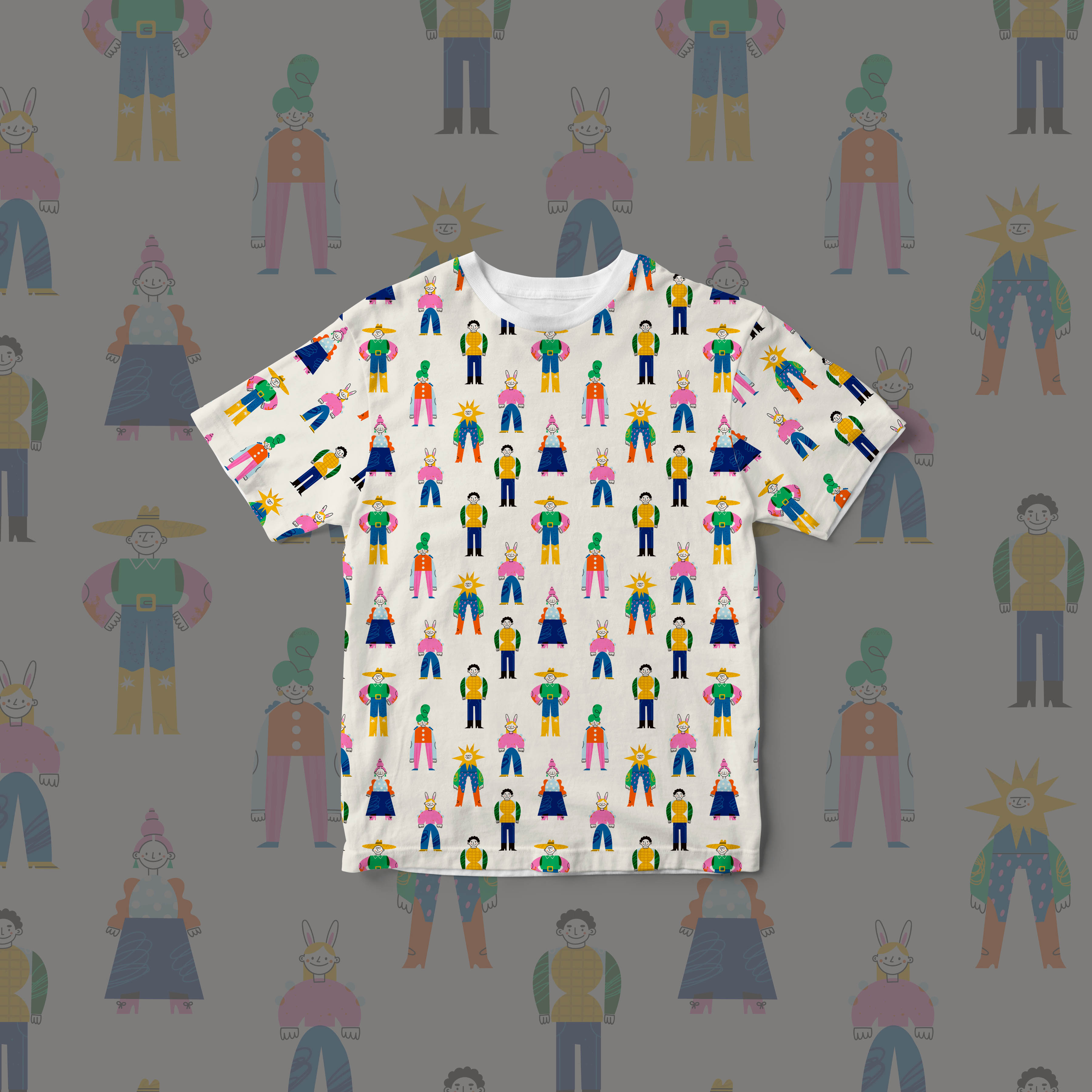 Bio Webware Stoff  -  Funny People  - LilleSelection, bunt, creme, Menschen, 100% Bio-Baumwolle