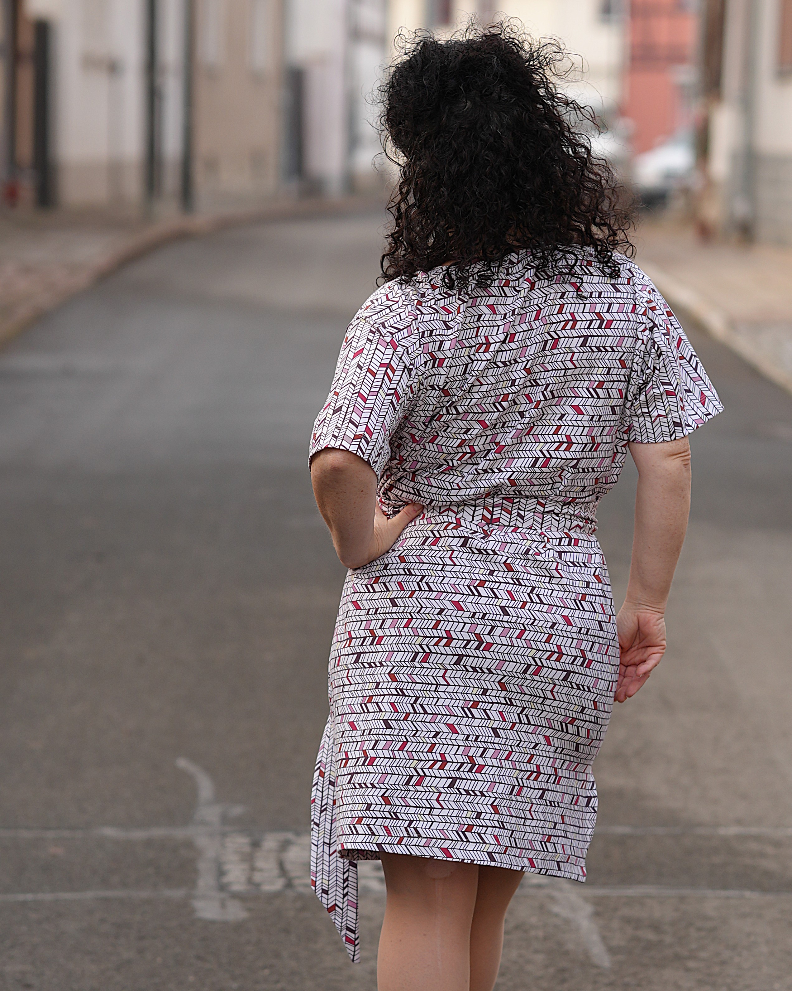 Organic Fabric  - Colourful Herringbone plum