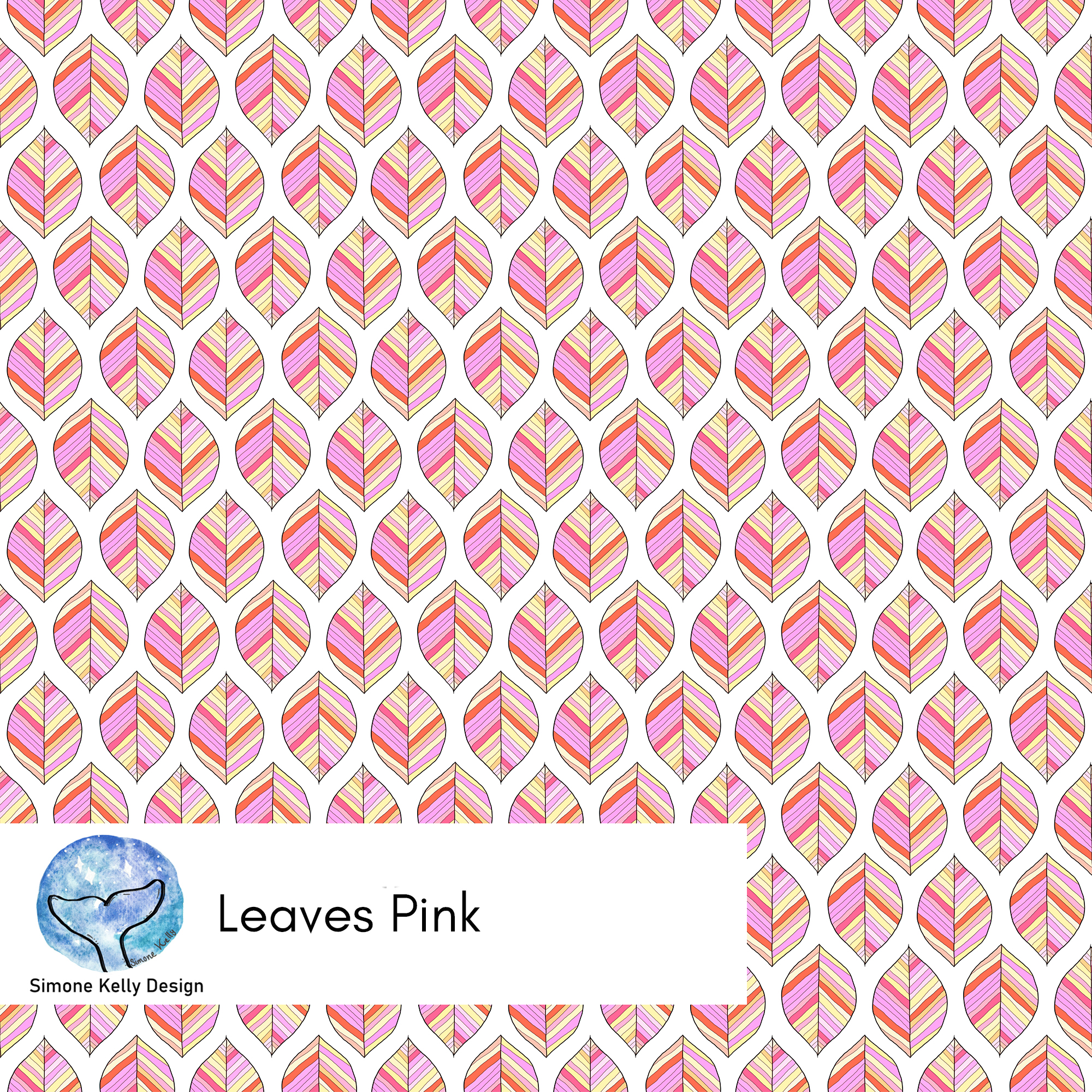 Bio Stoff - Leaves Pink von Simone Kelly in pink