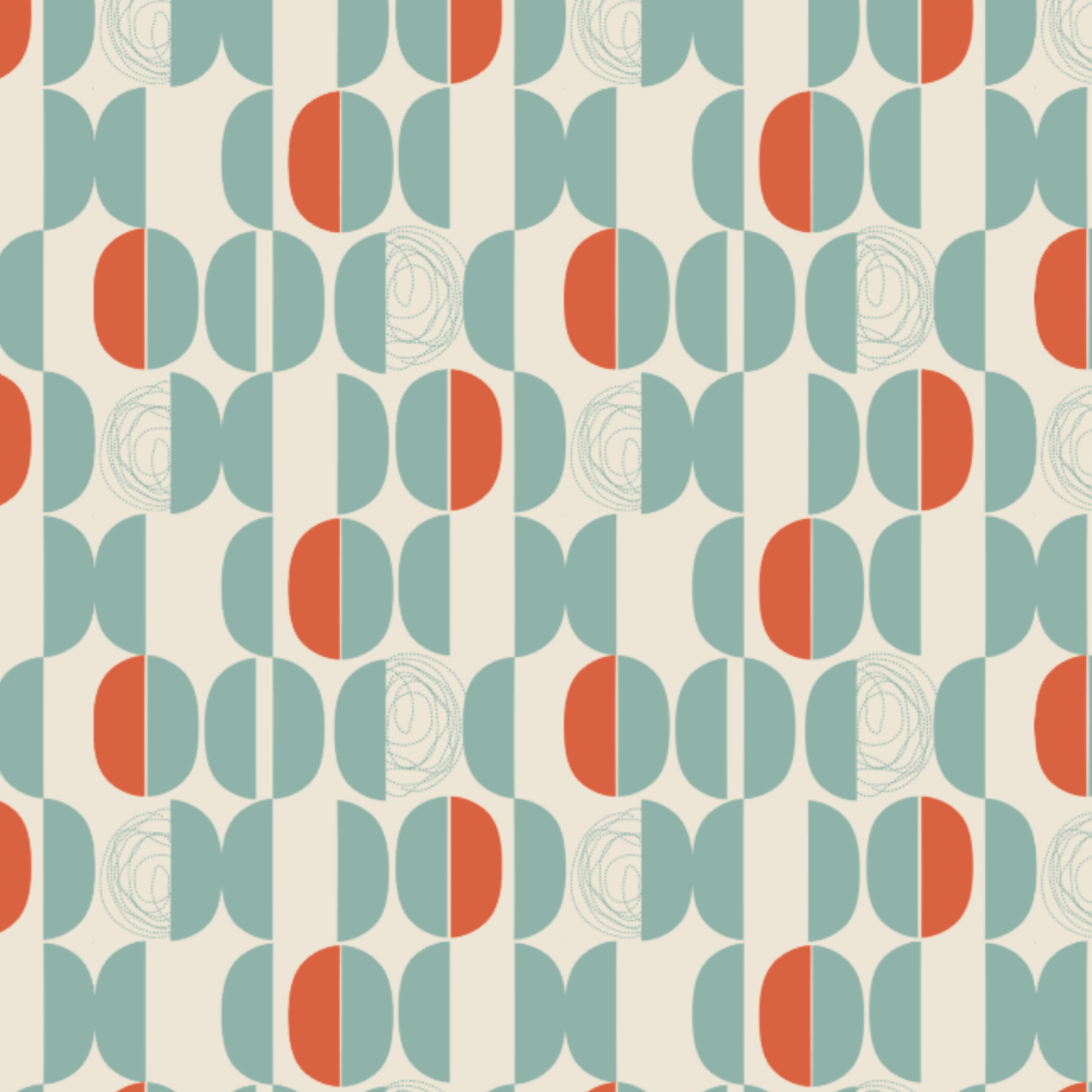 Bio Stoff - Geometric Evergreen Semicircles mint