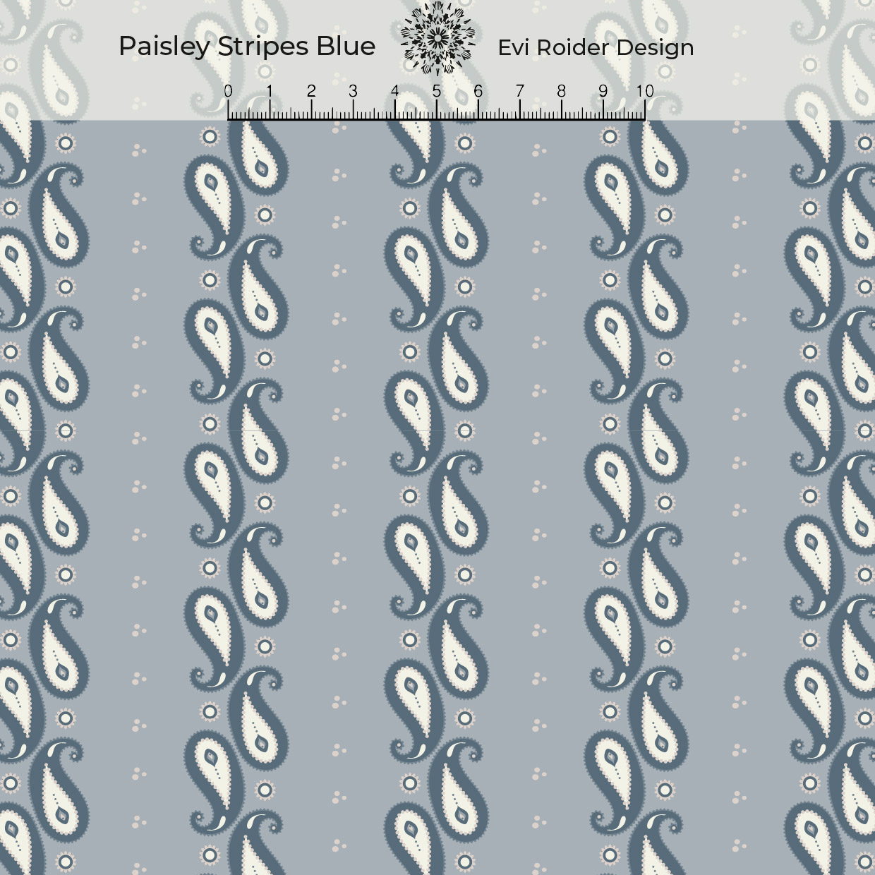 Bio Stoff  - Paisley Stripes Blue - EviRoider, blau, Ornamente, Streifen