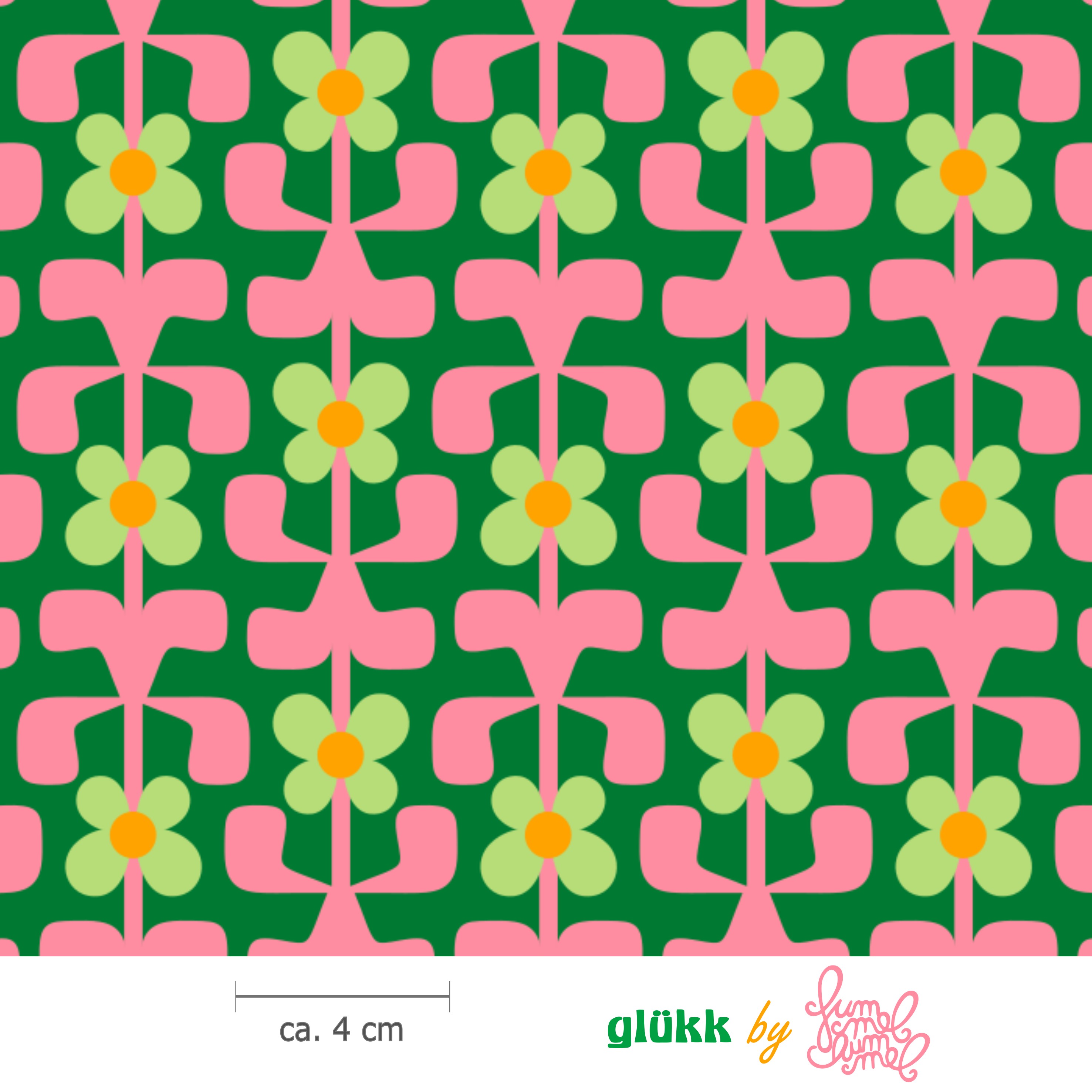 Bio Stoff  -  Gluekk  - Fummelhummel, Floral & Blumen, pink