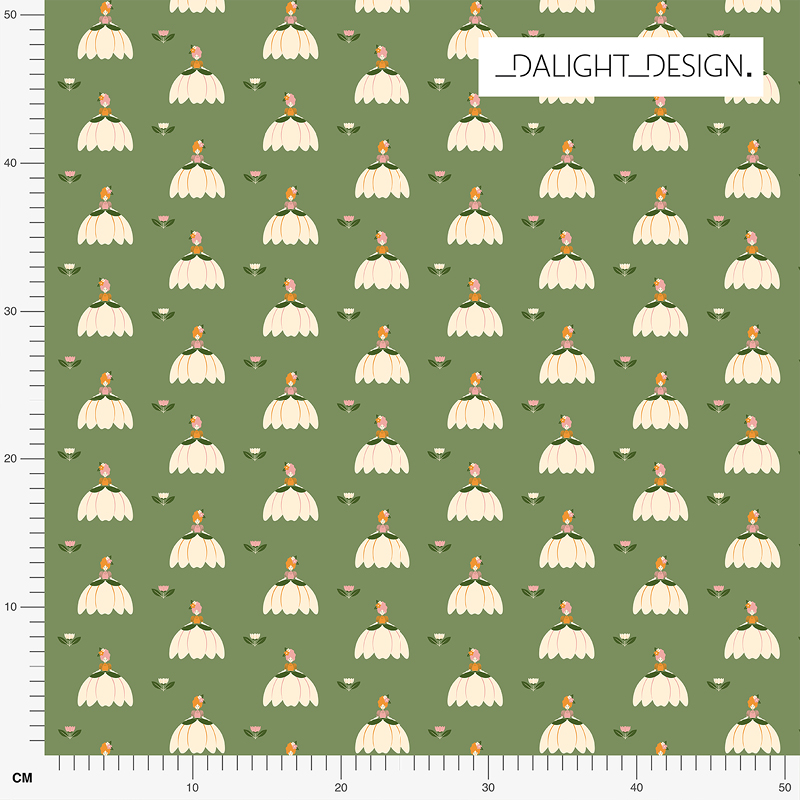 Bio Stoff  - Blumenmädchen grün