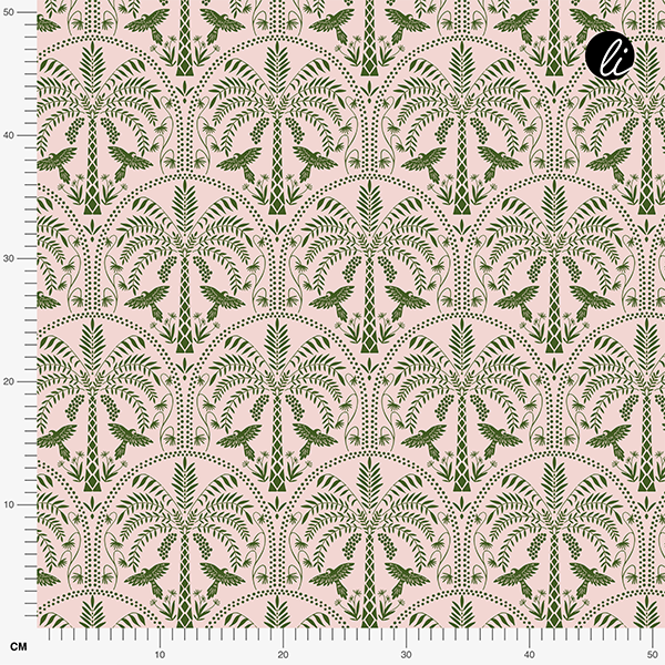 Bio Stoff  - Parrots and Palms dunkelgrün