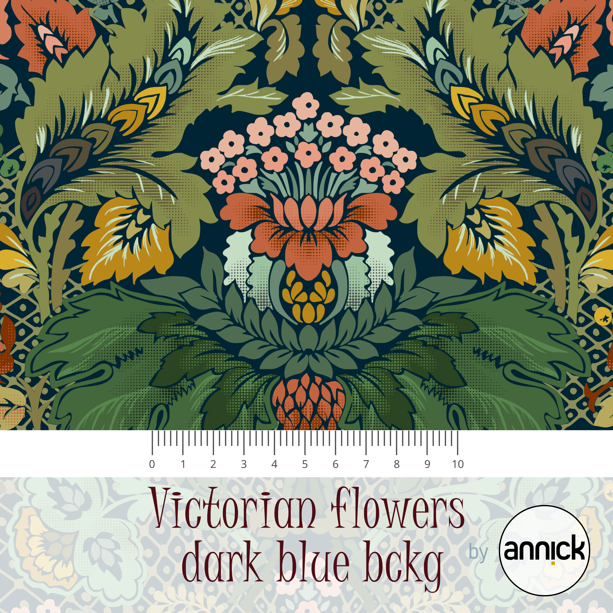 Bio Summersweat Stoff - Victorian Flowers Dark Blue bckg - Annick, Blätter & Ranken, grün, Herbst, Floral & Blumen, Breite 150 cm Bio Summersweat Stoff - Victorian Flowers Dark Blue bckg - Annick, Blätter & Ranken, grün, Herbst, Floral & Blumen, Breite 150 cm