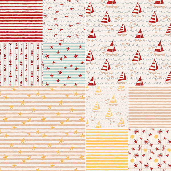 Bio Fabric - Tag am Meer Seesterne red