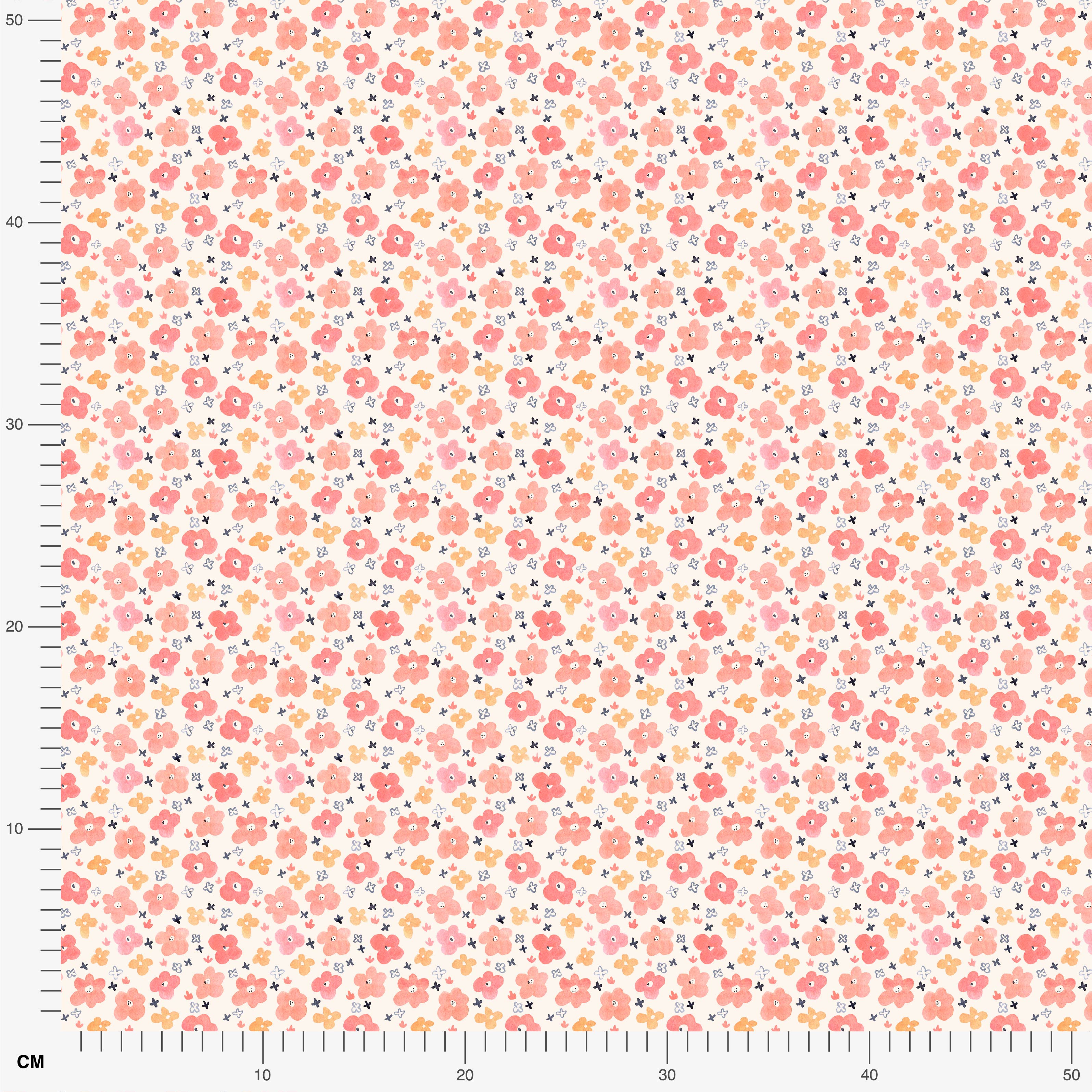 Organic fabric - Happy Flower Girl peach - Kristin Tessen