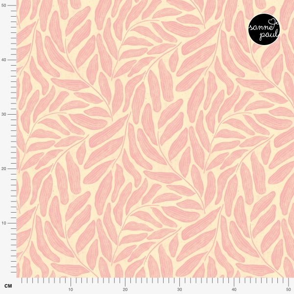 Organic fabric - Safari Luxe Blätter pink