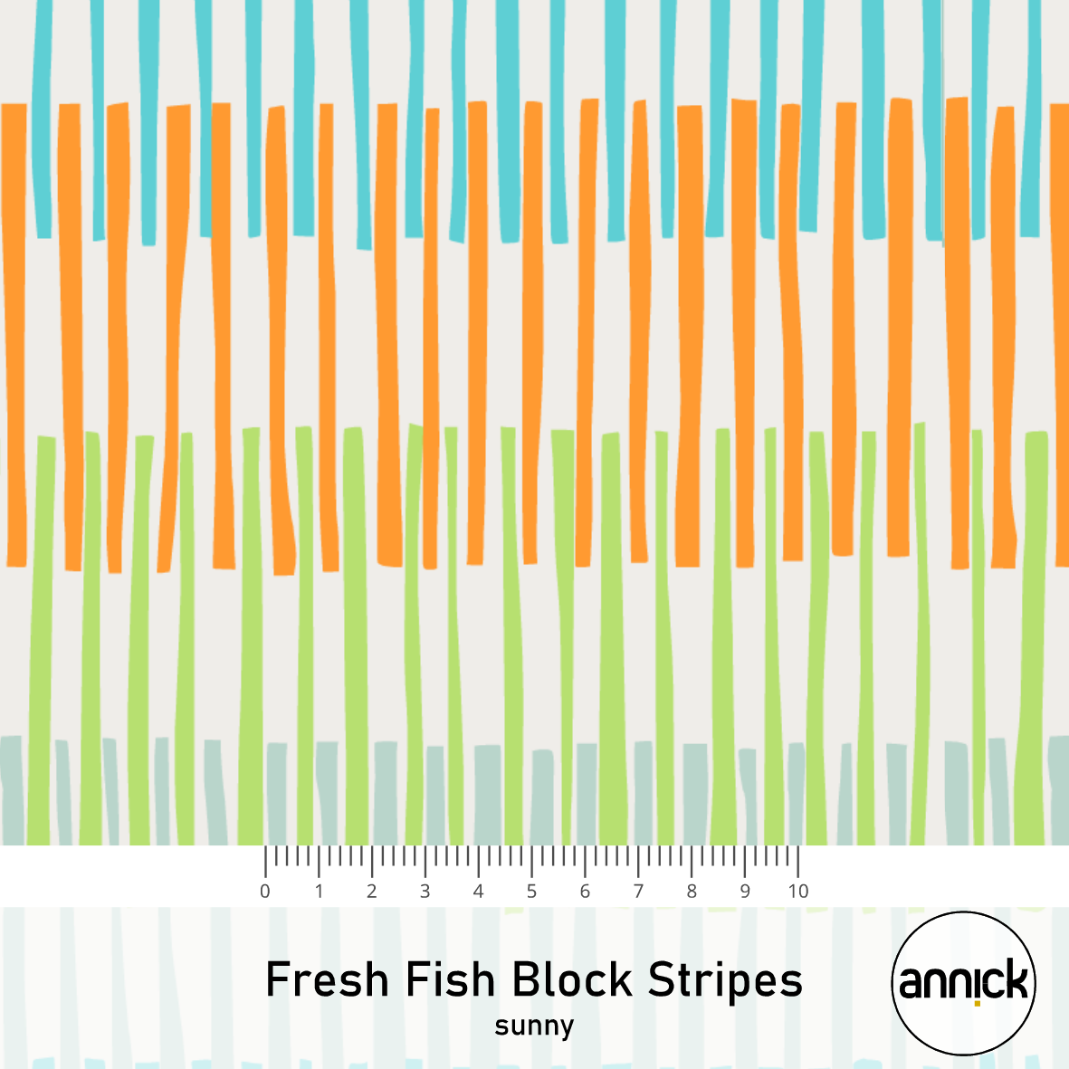 Bio Summersweat Stoff  - Fresh Fish Block Stripes Sunny - Annick, mint, Maritim, Streifen Breite 150 cm