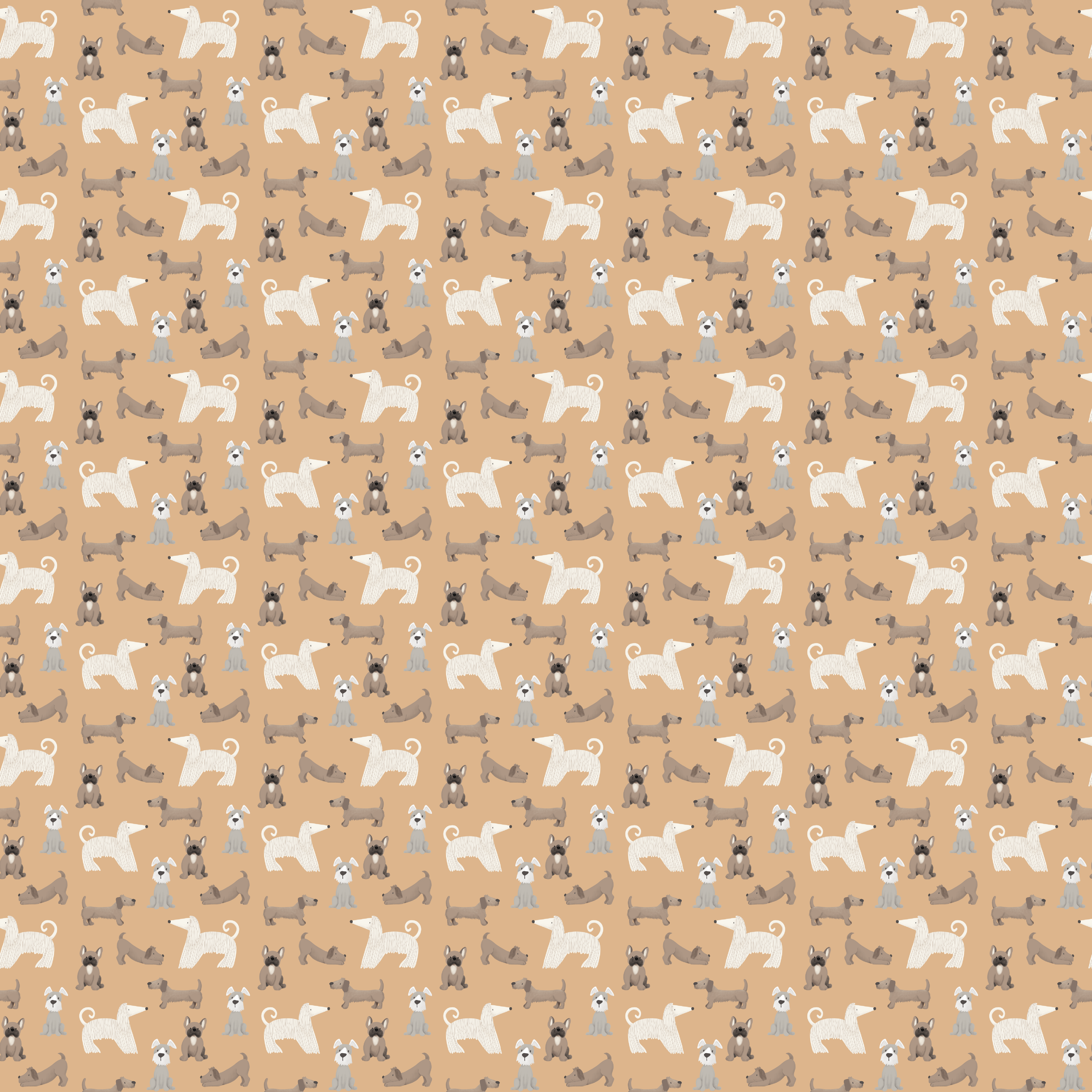 Organic Fabric - With Four Paws Beige by Andrea Liesert in beige
