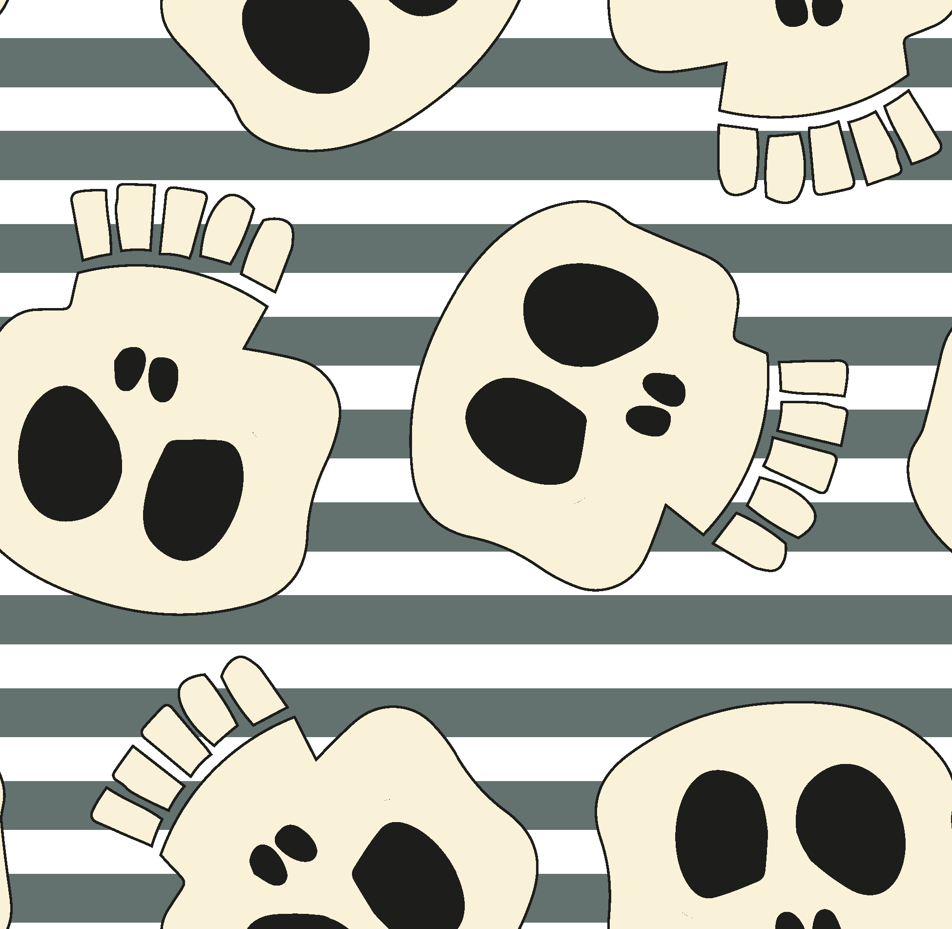 Bio Stoff  -  Totenköpfe Gestreift