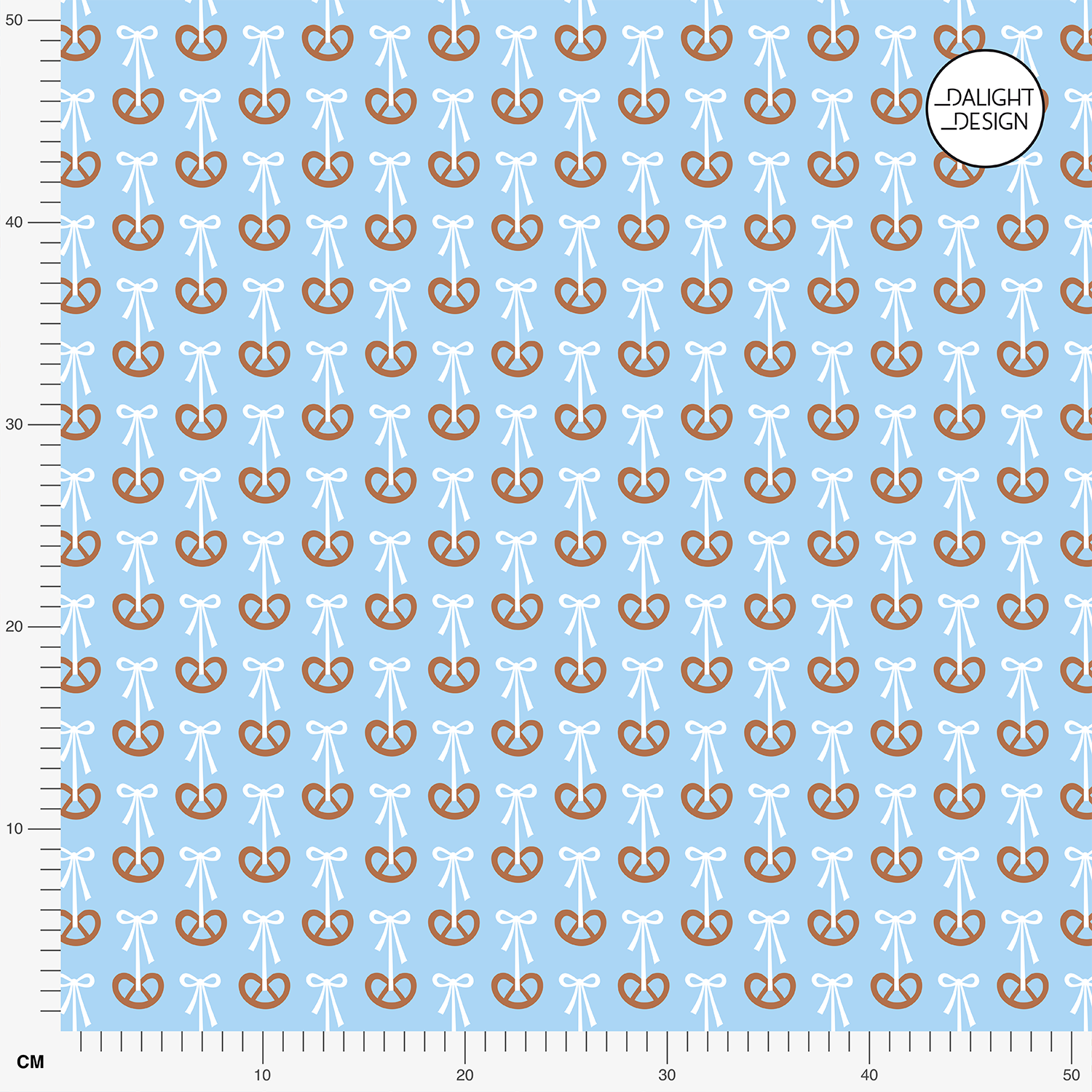 Organic fabric  - Bretze mit Schleifen light blue