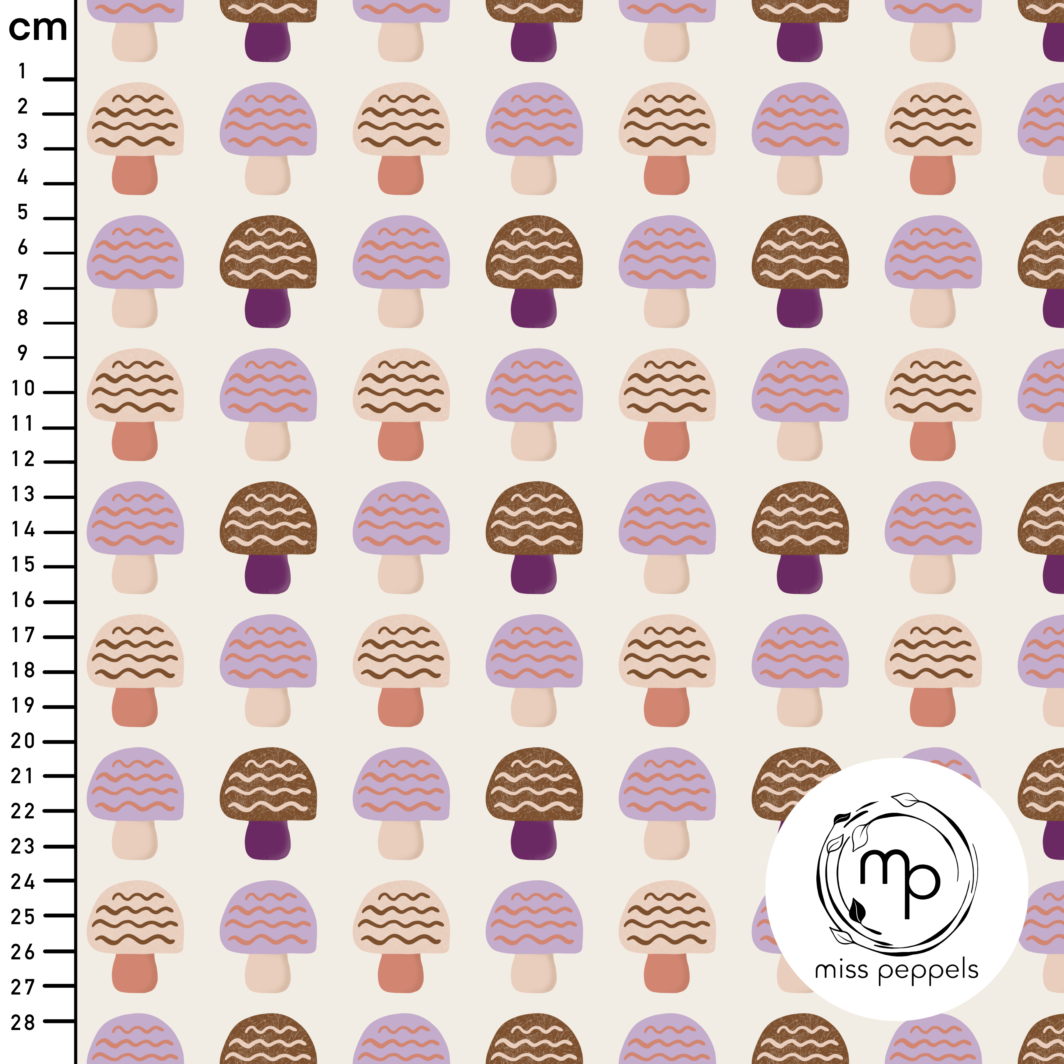 Organic Fabric - Mushroom Field Mauve by misspeppels in purple