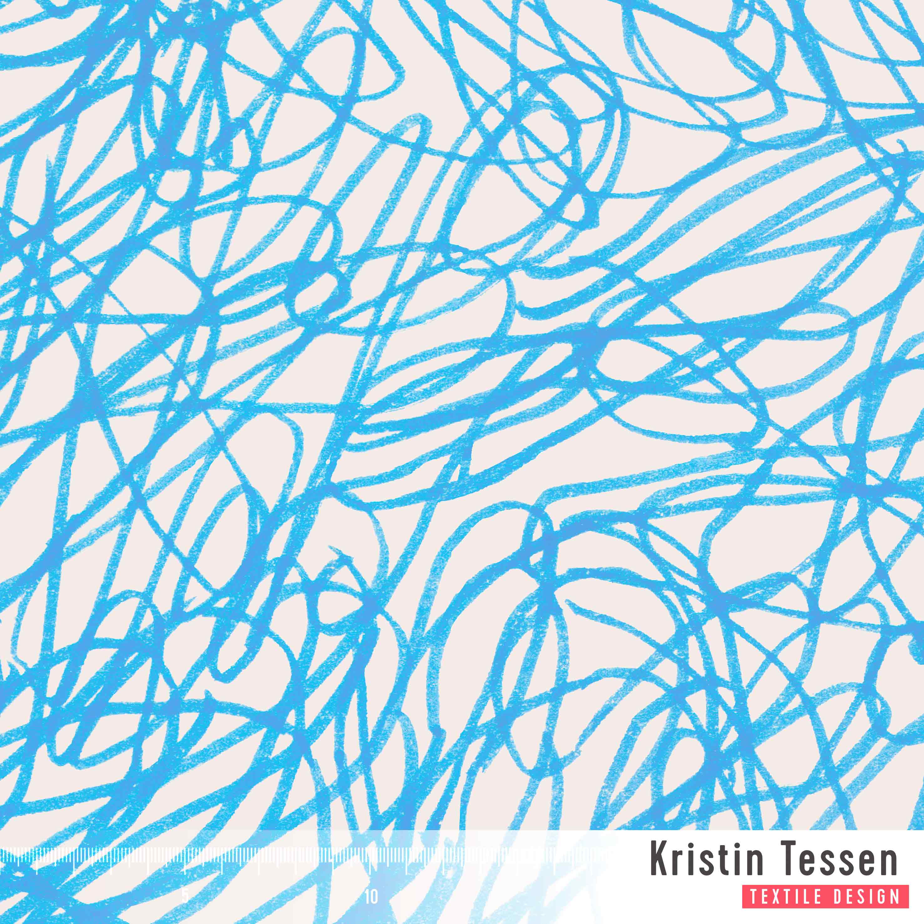 Bio Stoff - Eislinien himmelblau, creme 