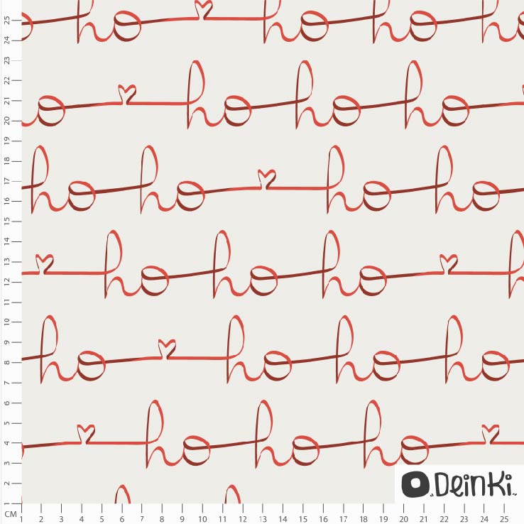 Bio Webware Stoff - HoHoHo rot - Deinki, creme, Weihnachten, Schrift, 100% Bio-Baumwolle Bio Webware Stoff - HoHoHo rot - Deinki, creme, Weihnachten, Schrift, 100% Bio-Baumwolle