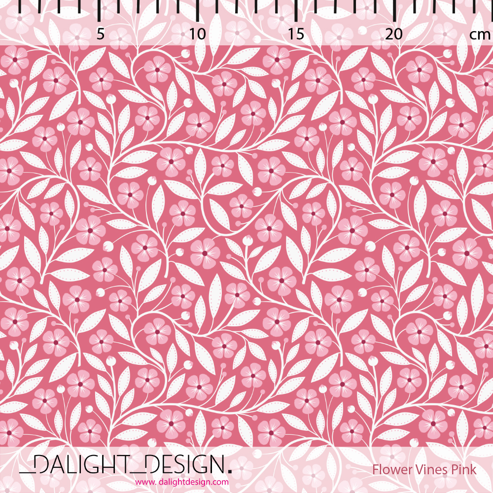 Bio Webware Stoff - Flower Vine - DalightDesign, Floral & Blumen, pink, 100% Bio-Baumwolle Bio Webware Stoff - Flower Vine - DalightDesign, Floral & Blumen, pink, 100% Bio-Baumwolle