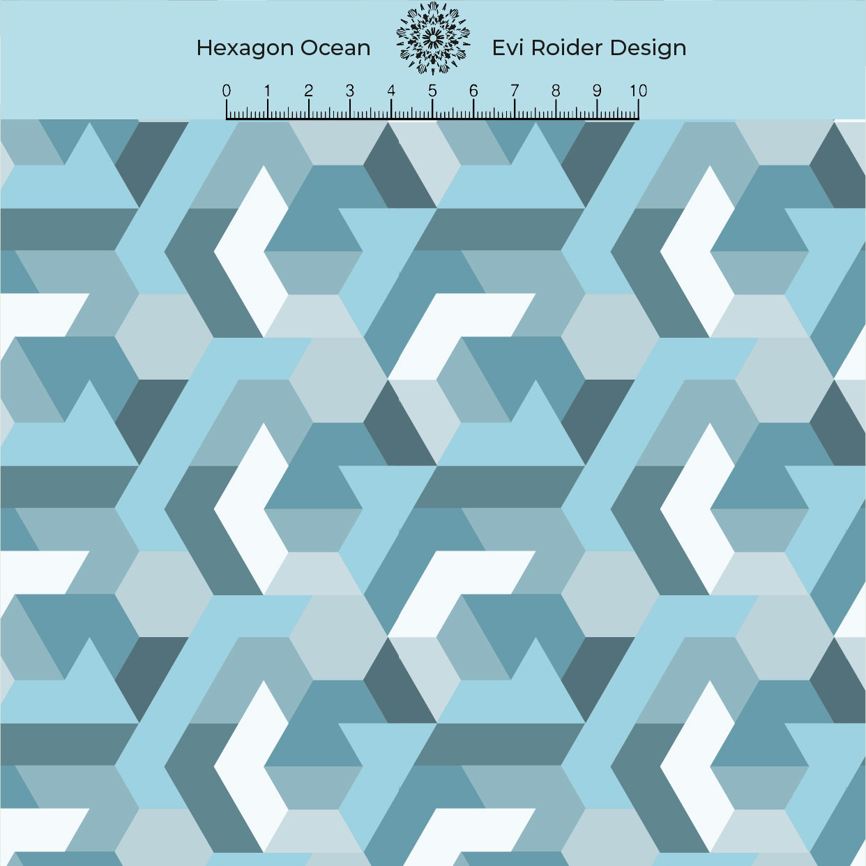Bio Webware Stoff - Hexagon Ocean - EviRoiderDesign, blau, 100% Bio-Baumwolle Bio Webware Stoff - Hexagon Ocean - EviRoiderDesign, blau, 100% Bio-Baumwolle