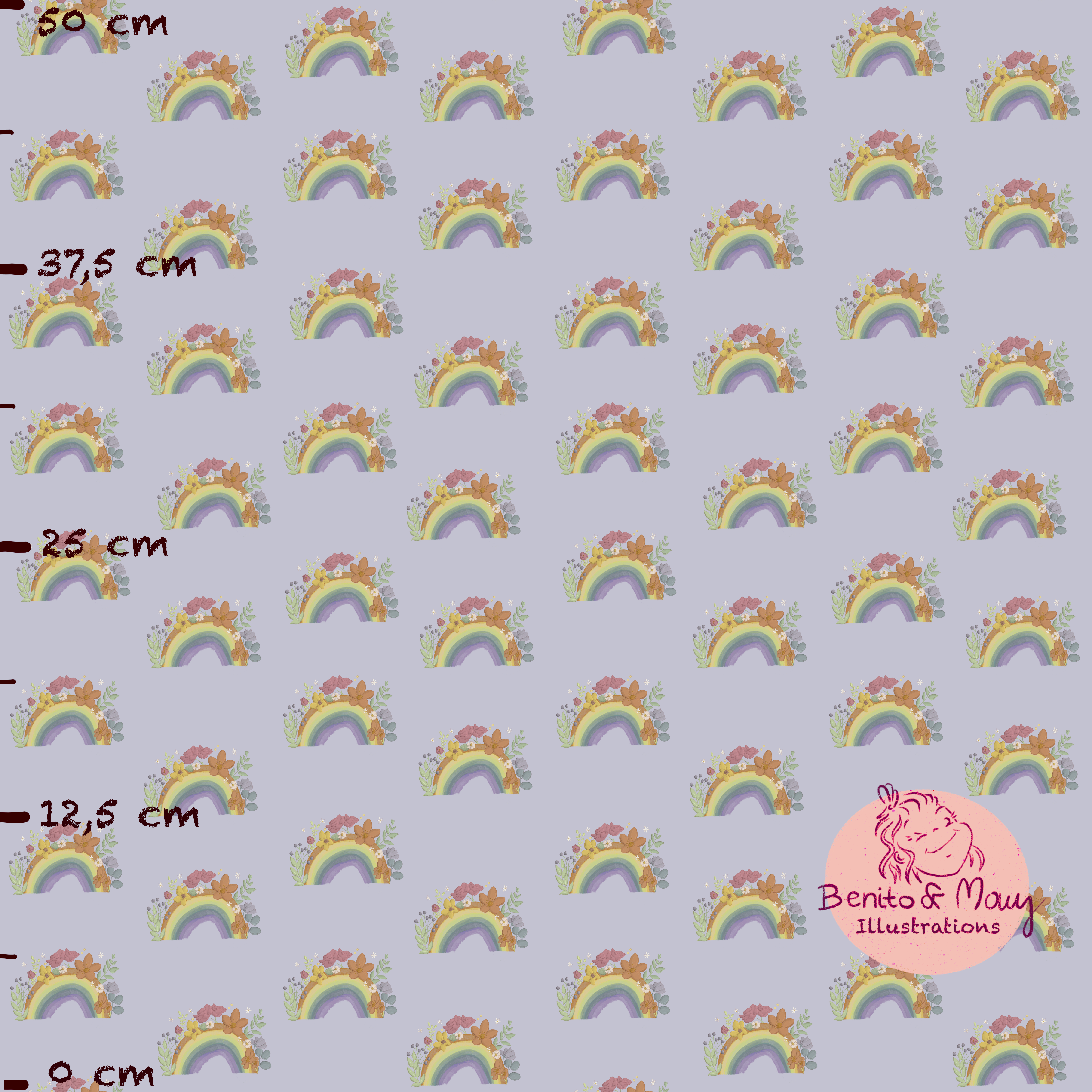 Bio Stoff - Regenbogenbluete Lila Klein von Benito Und Maus Illustrations in lila