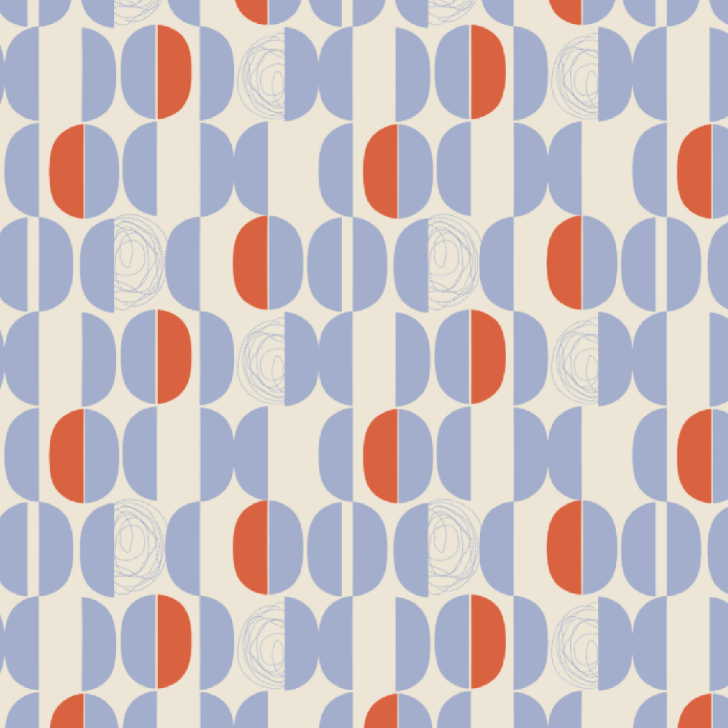 Bio Stoff - Geometric Evergreen Semicircles blau