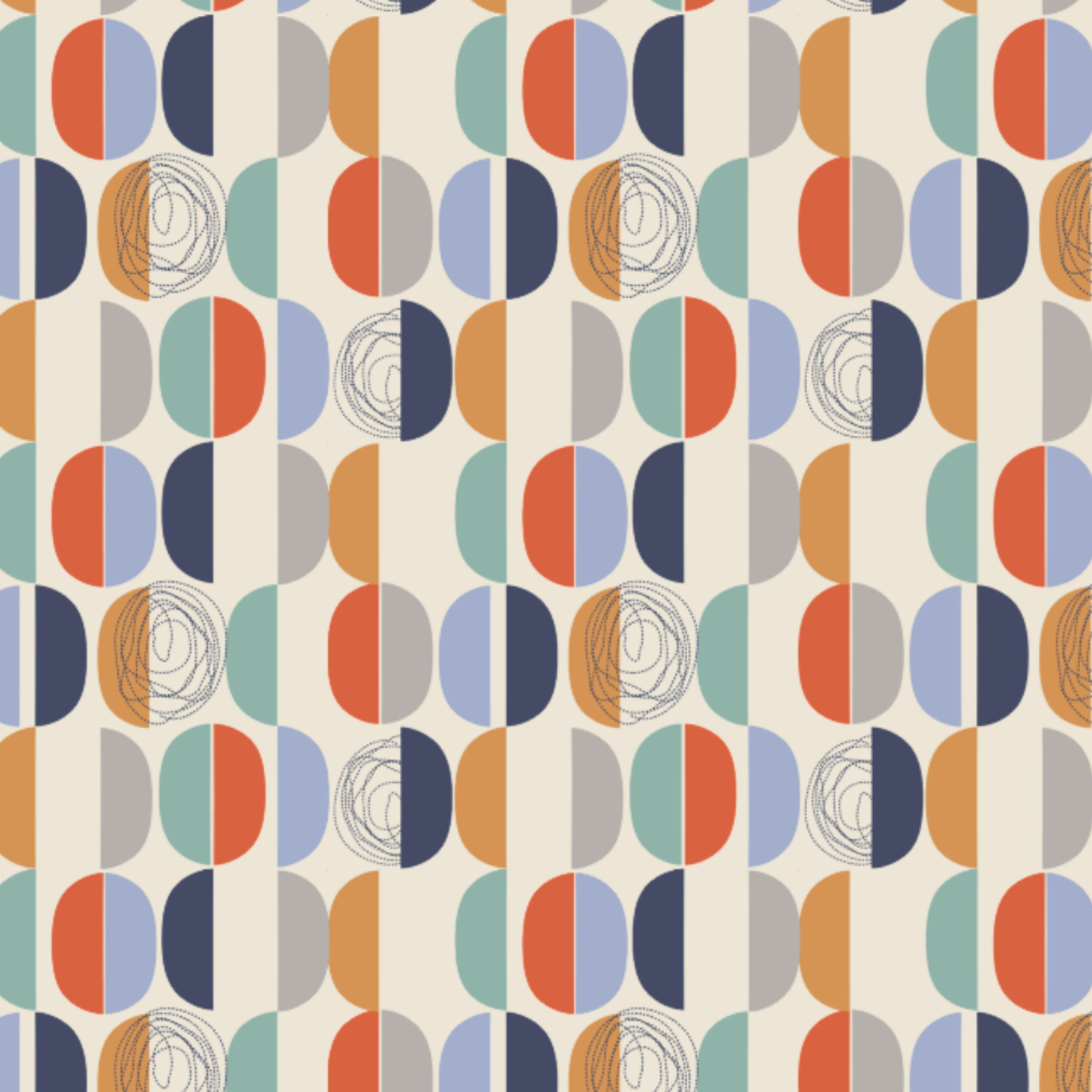 Bio Stoff - Geometric Evergreen Semicircles bunt