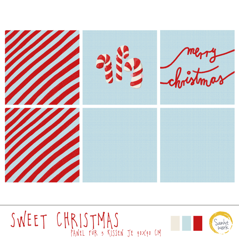 Bio Webware Stoff - 1,0 m Panel Kissen Sweet Christmas - Sanktwerk, Weihnachten, blau, 100% Bio-Baumwolle Bio Webware Stoff - 1,0 m Panel Kissen Sweet Christmas - Sanktwerk, Weihnachten, blau, 100% Bio-Baumwolle