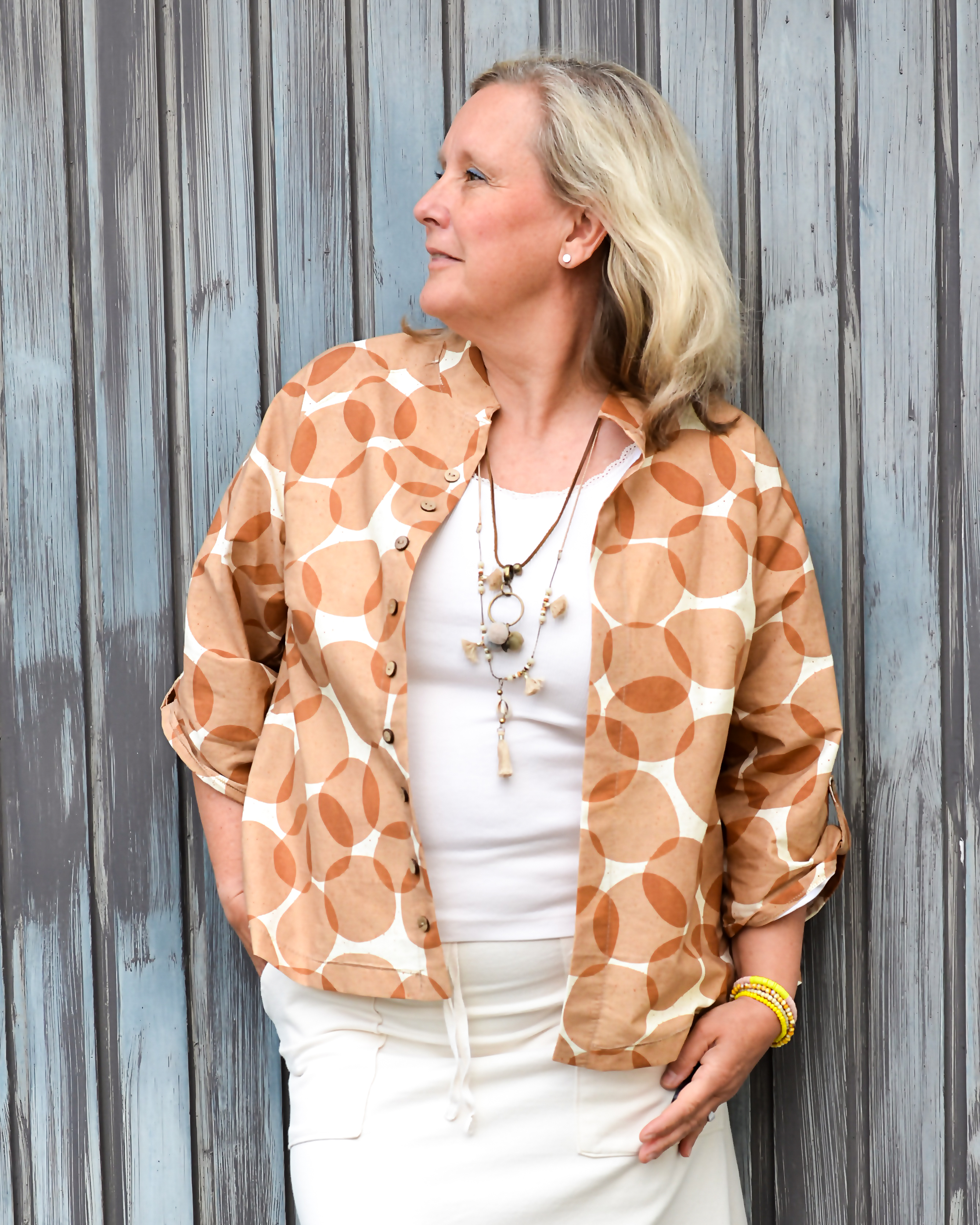 Organic fabric - Safari Luxe Kreise brown