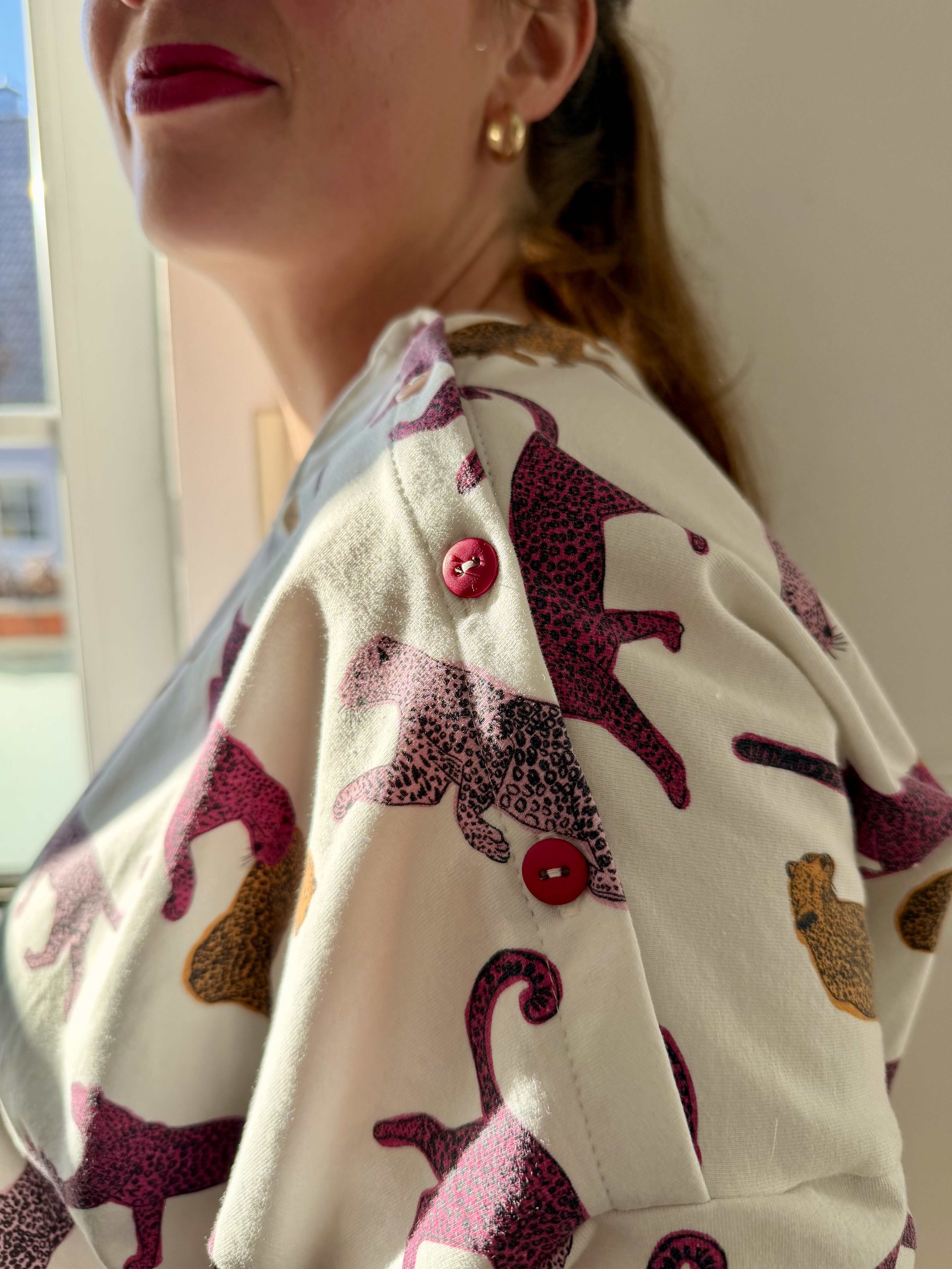 Bio Stoff - Leoparden pink, orange 