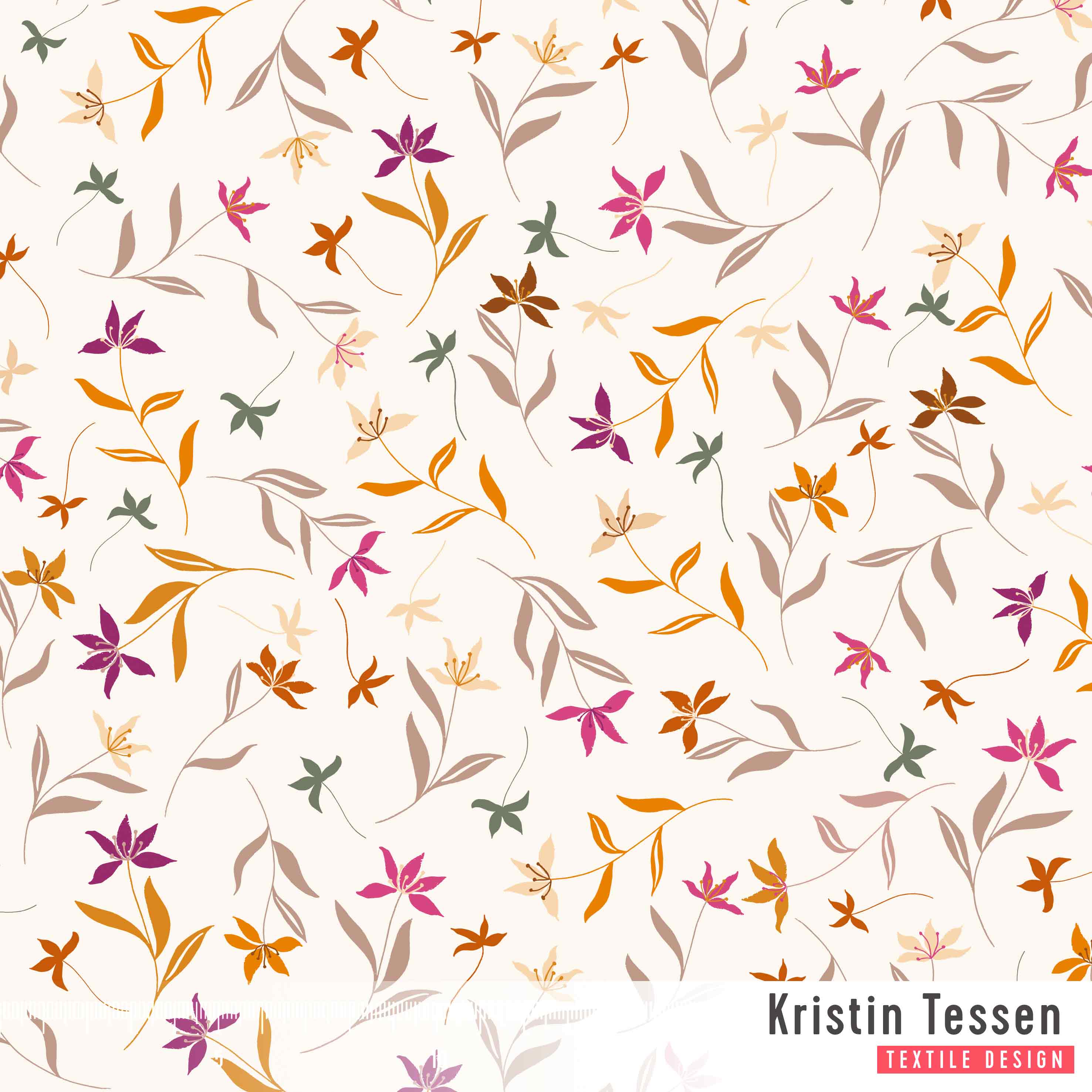 Bio Stoff - Bunte Blätter Creme von Kristin Tessen in creme