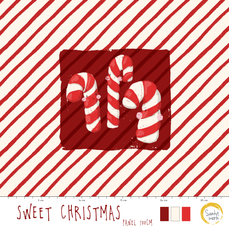 Bio Webware Stoff - 1,0 m Panel Sweet Christmas - Sanktwerk, Weihnachten, rot, 100% Bio-Baumwolle Bio Webware Stoff - 1,0 m Panel Sweet Christmas - Sanktwerk, Weihnachten, rot, 100% Bio-Baumwolle