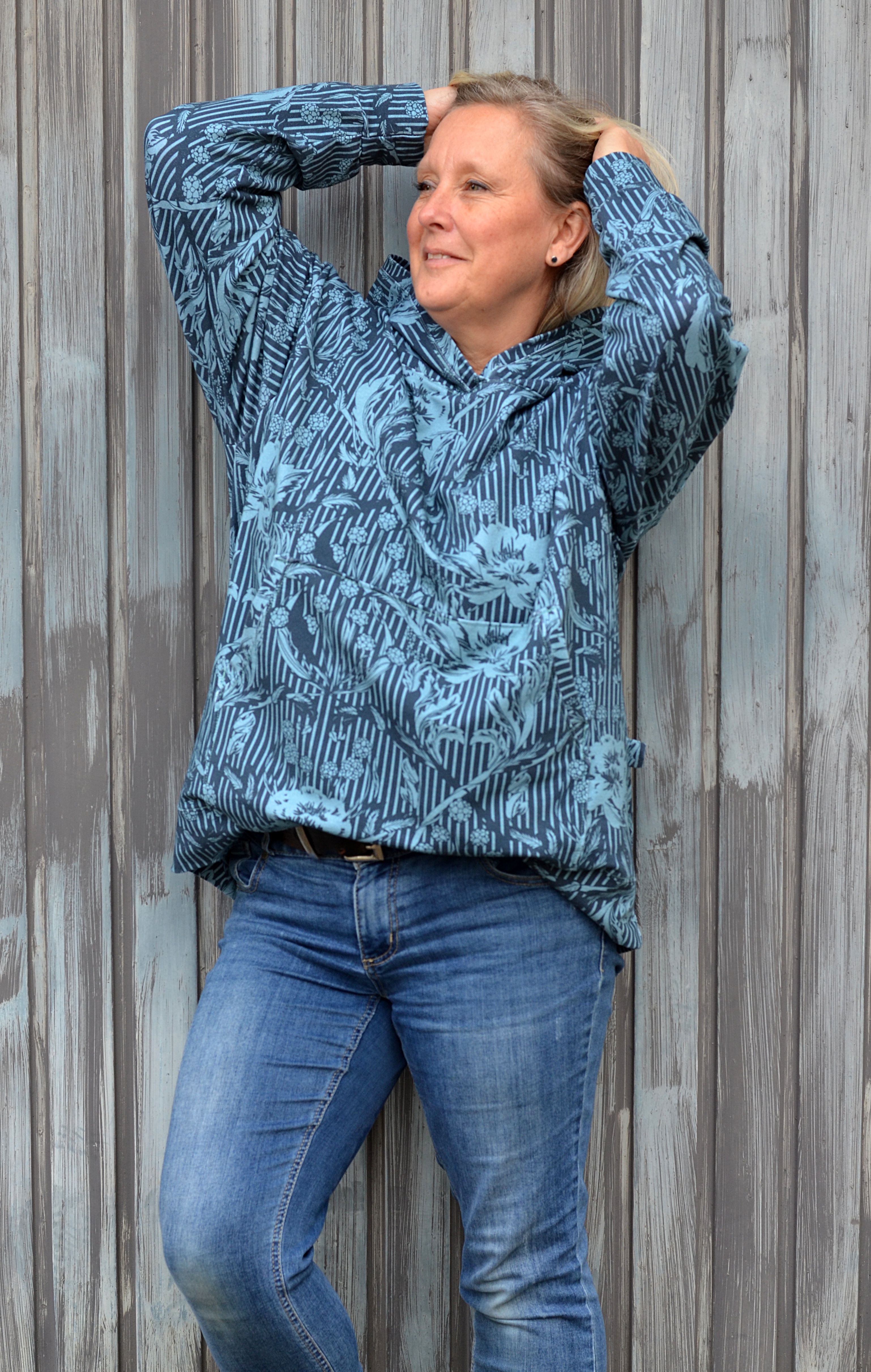 Bio Webware Stoff  - Floral Heritage Monochrome Stripes Rasperry Yellow  - Annick, beige, Floral & Blumen, Streifen 100% Bio-Baumwolle