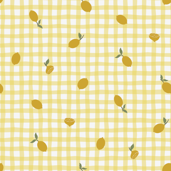 Organic fabric - Mini Zitronen und Karos yellow