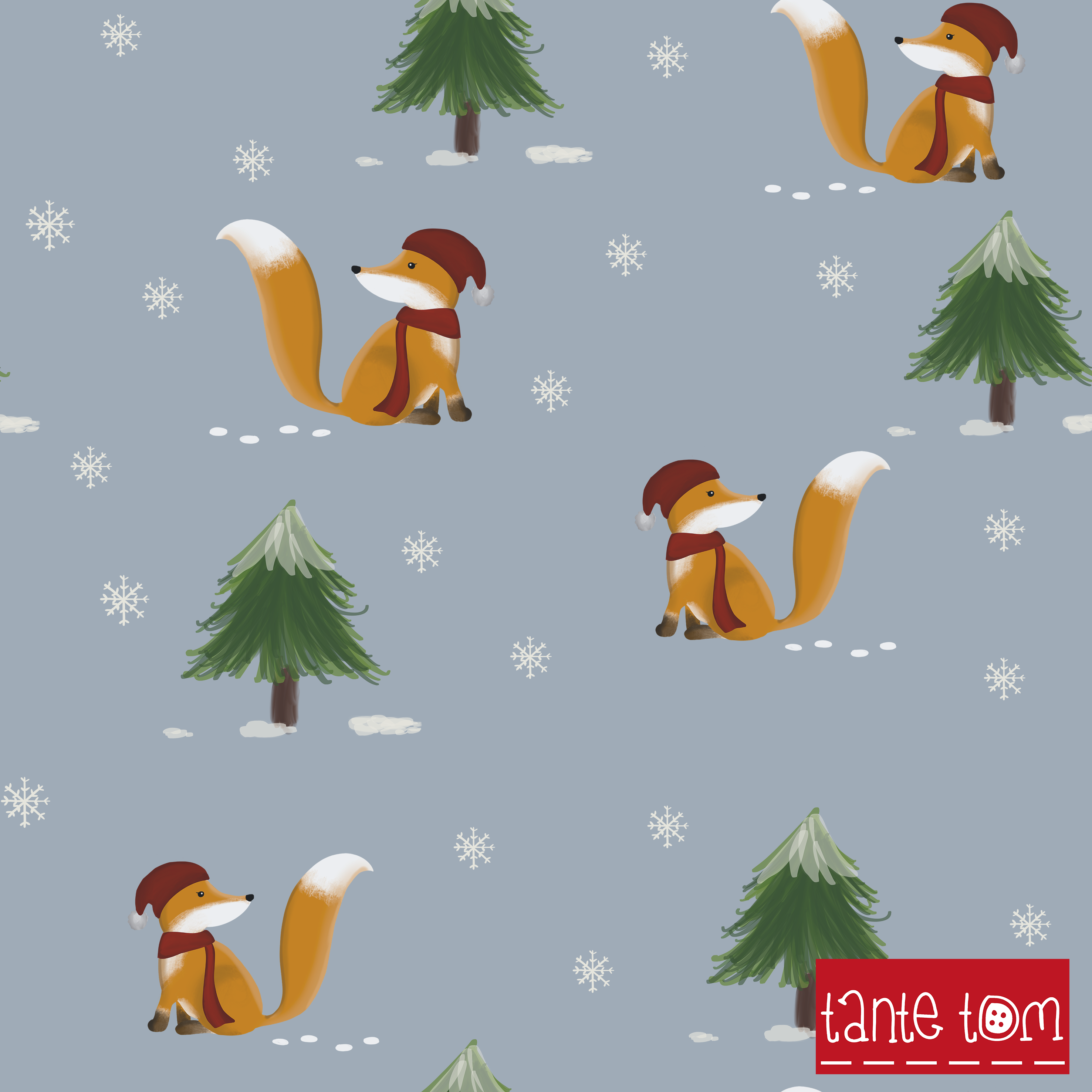 Bio Stoff - Winter Fuchs blau